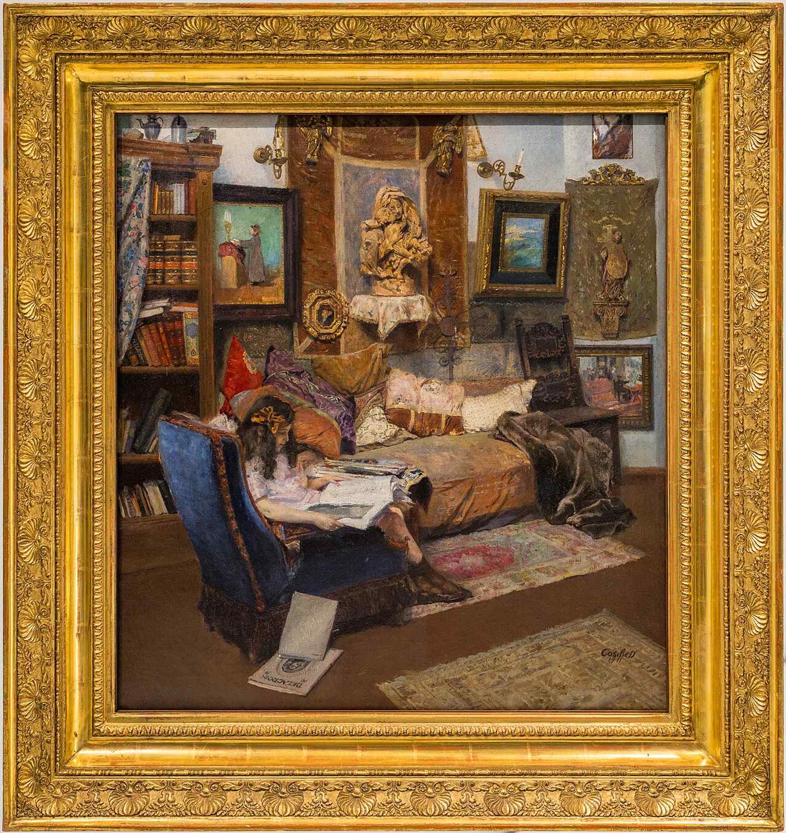 Moritz Coschell’s artist’s studio scene, representing the museum’s interest in Jewish artists and cultural life before rupture and exile.
