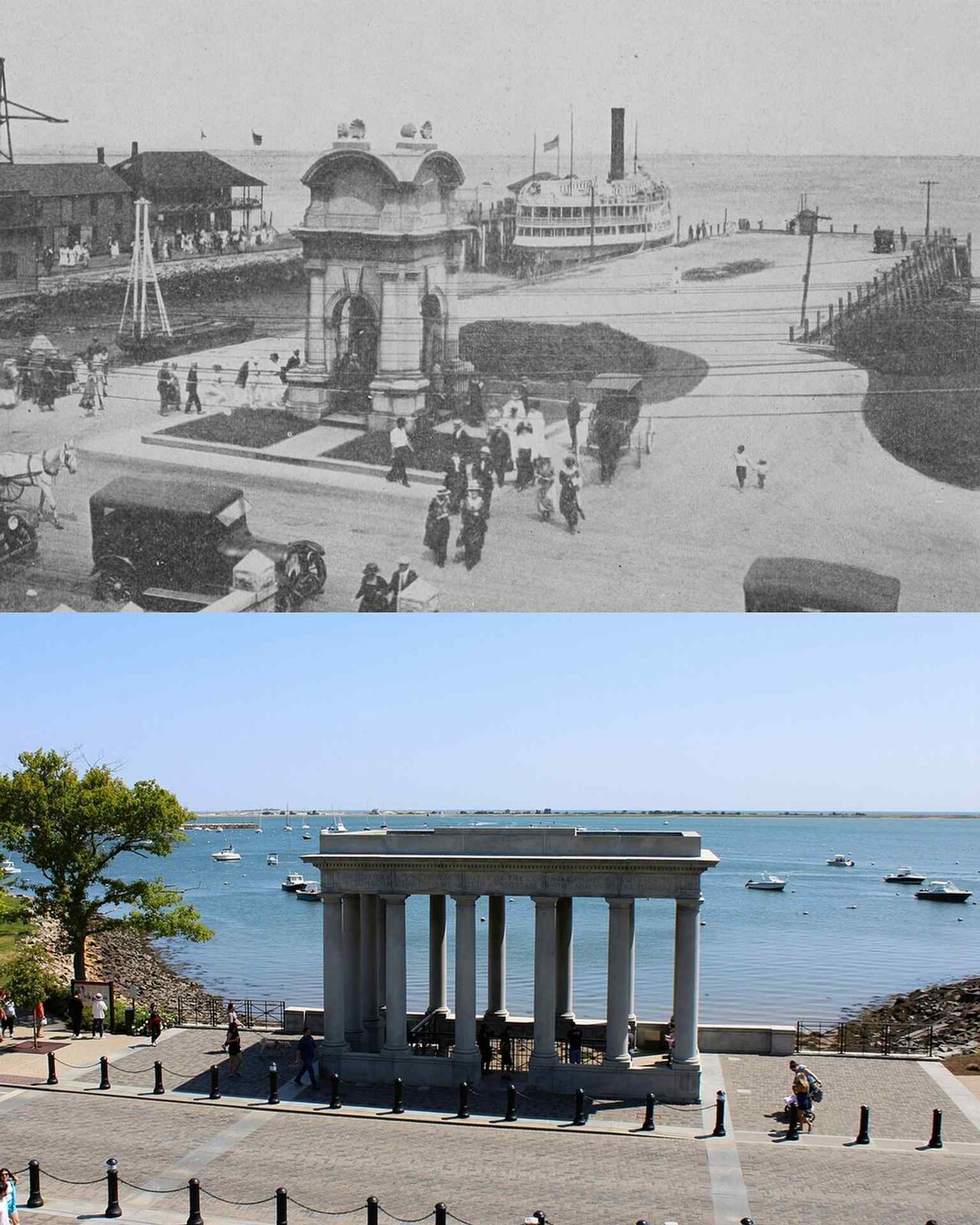This image showcases the ornate Victorian canopy designed by Hammatt Billings, which protected Plymouth Rock from 1867 until it was replaced in 1920.