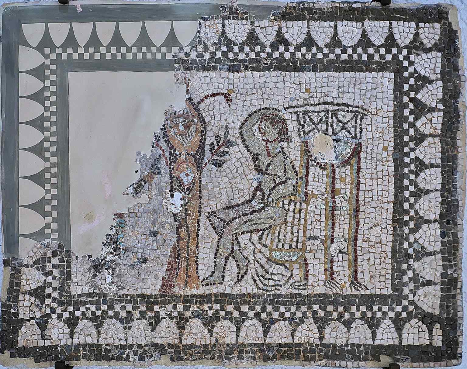 Roman floor mosaic with Apollo and Marsyas, showing the museum’s rich archaeological holdings from ancient Gades.