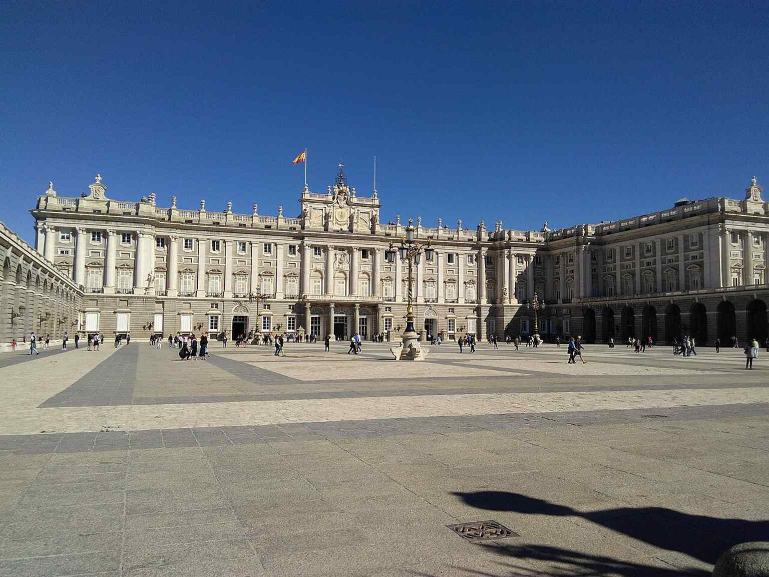 The palace courtyard and south-facing side, where state ceremonies take place in the grand forecourt.