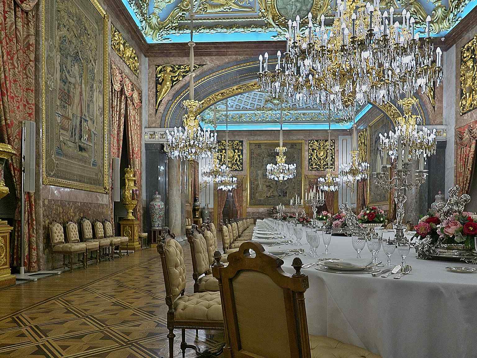 The Gala Dining Room, one of the palace’s grand ceremonial interiors and a reminder of official state banquets.