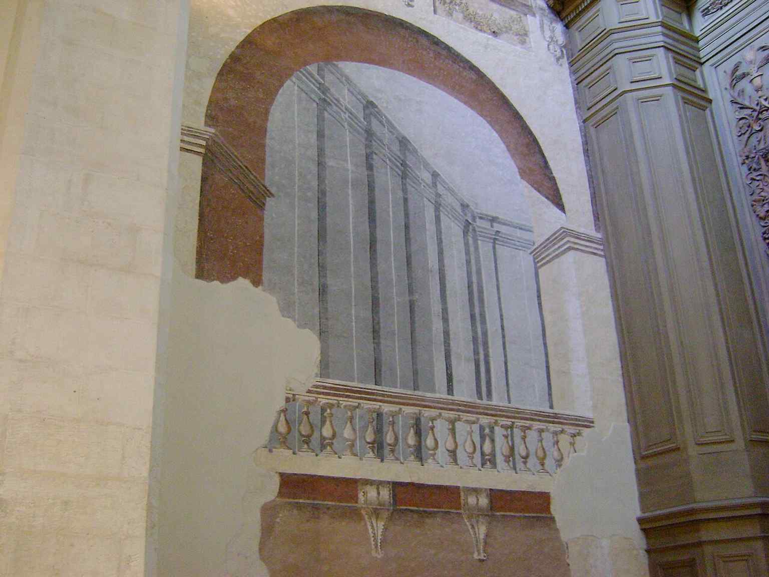 An interior perspective that conveys the church’s three-nave layout and the feeling of a restored but historically layered space.