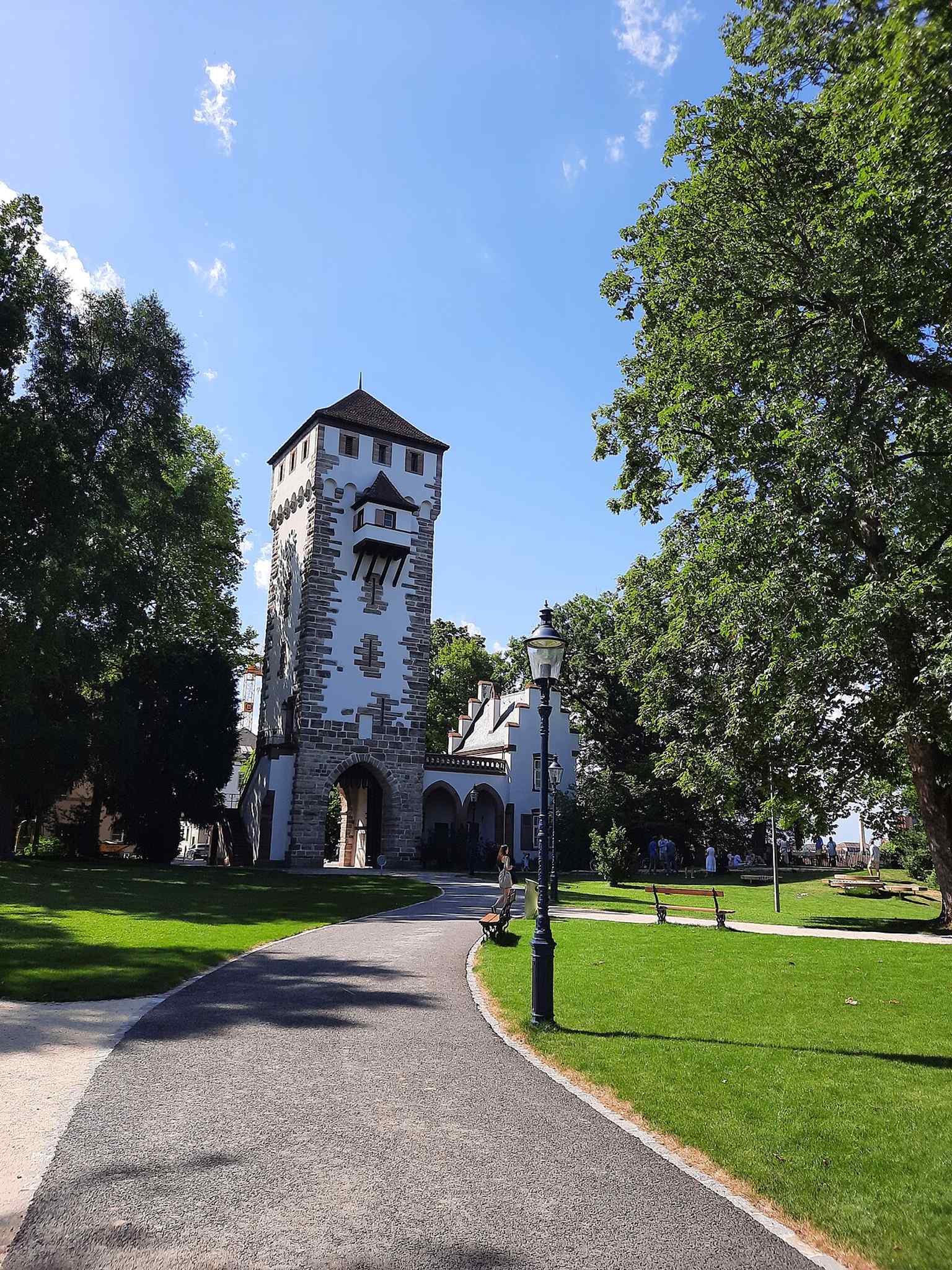 St. Alban Gate with the park in front, illustrating how the former fortifications now sit within a landscaped urban recreation area.