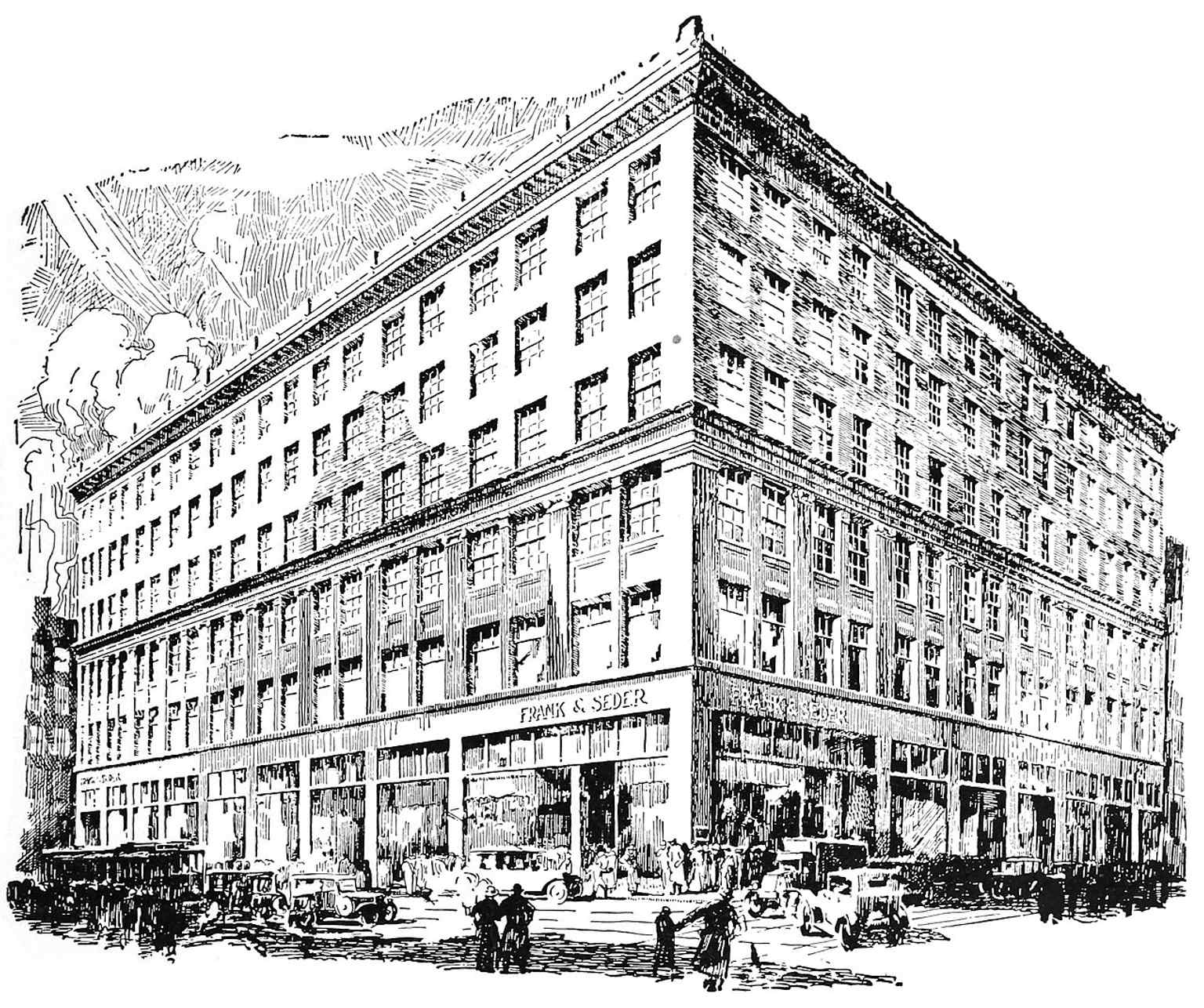 This 1927 photo shows the Frank & Seder Building during its peak as a thriving department store, which operated from 1907 until its closure in 1958.