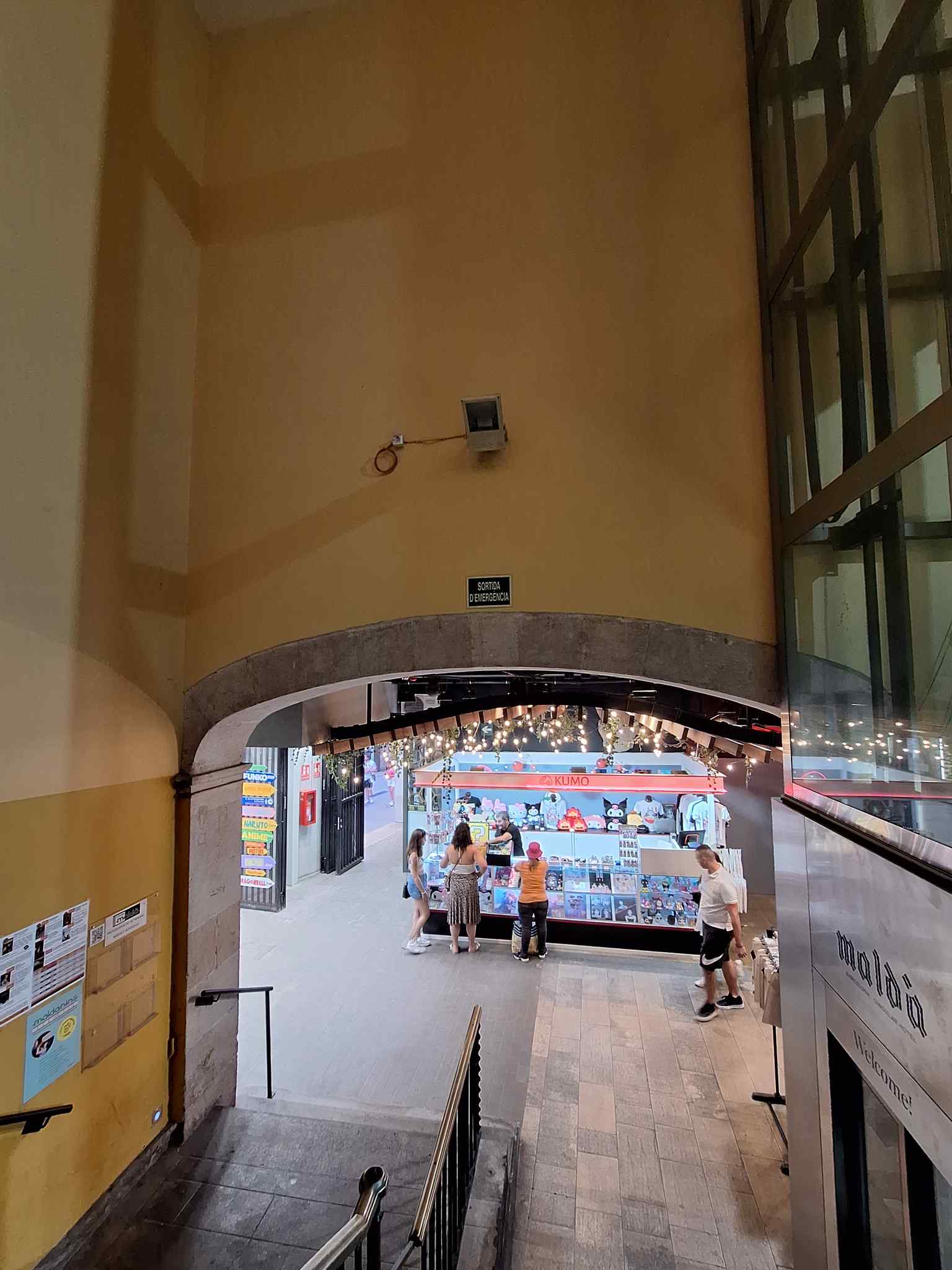 The staircase leading to the Teatre Maldà, a space within the palace once used for private concerts by the Baron of Maldá and officially inaugurated as a theater in 1996.