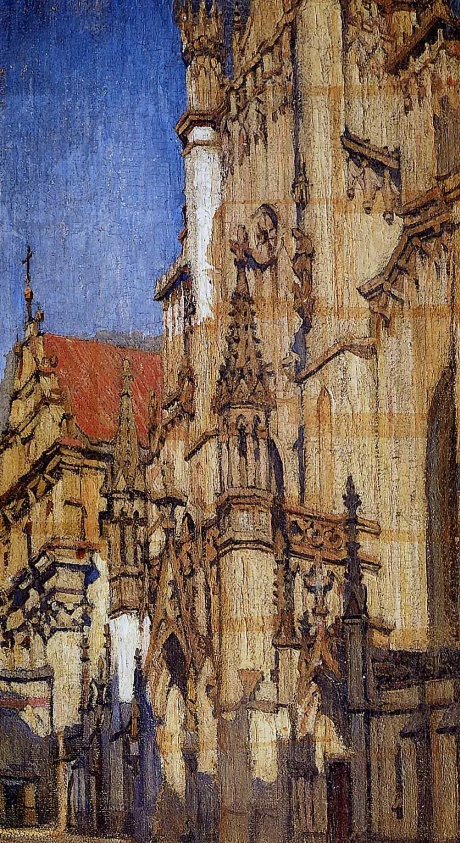 A 1907 painted view of St. John’s Cathedral, valuable as an early artistic record of the Warsaw landmark before modern damage and reconstruction.