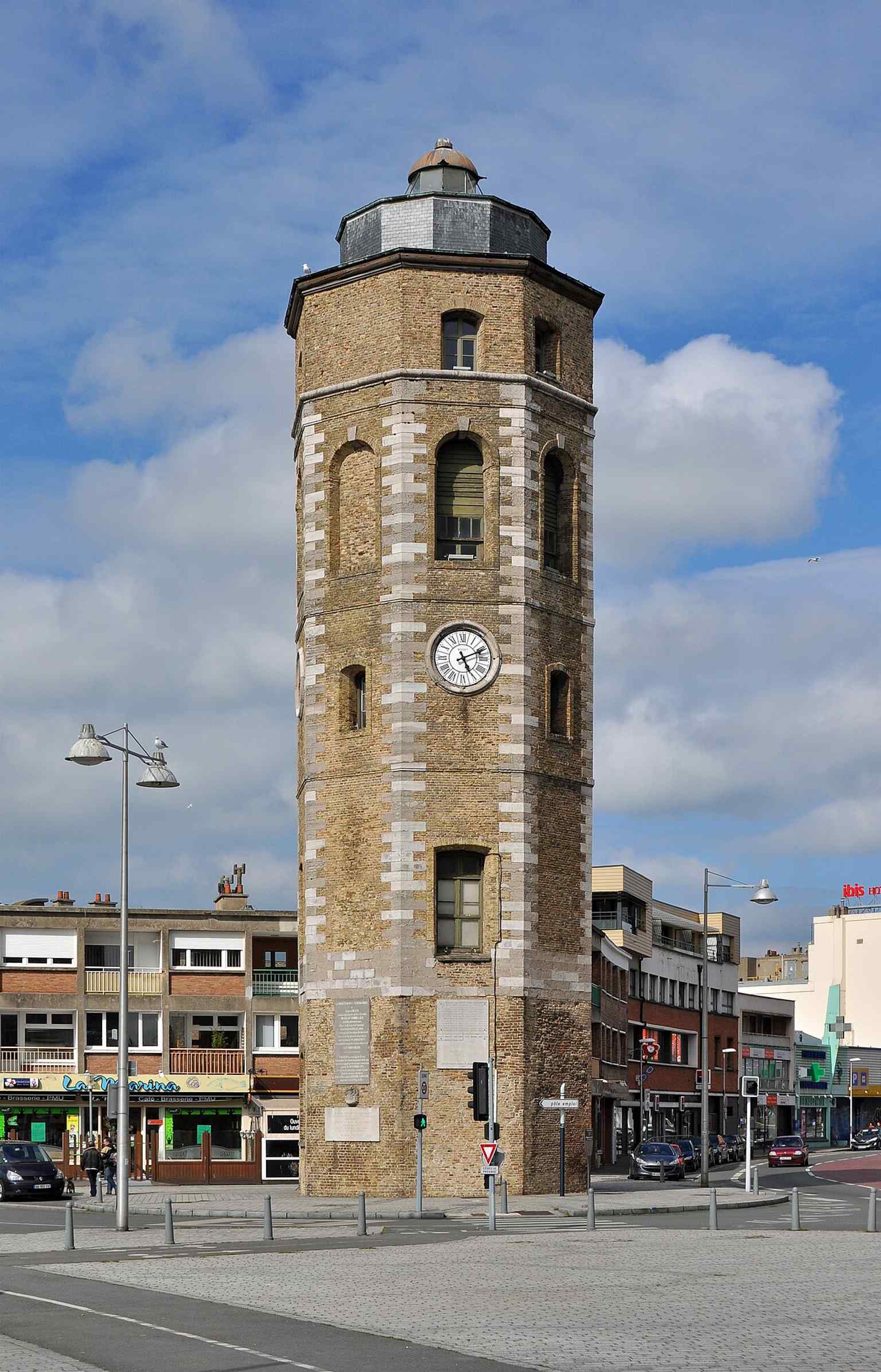 This older view shows the tower’s former role as a harbor lighthouse, matching its 19th-century use before the light was retired in 1963.