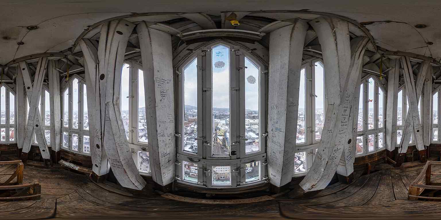 Inside the tower of Market Church — a rare 360° look at the postwar rebuilt landmark that was re-erected after 1945.