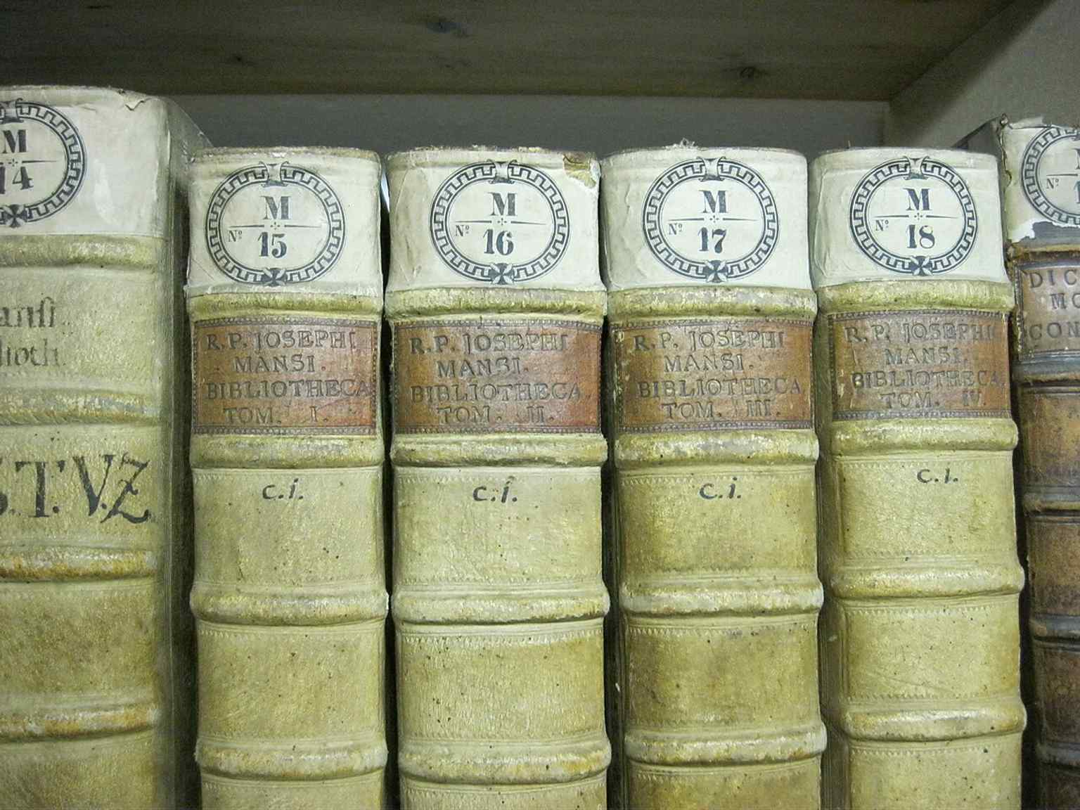 Rows of carefully preserved shelves and cases underline the library’s role as the central archive for the Austrian Franciscan province.