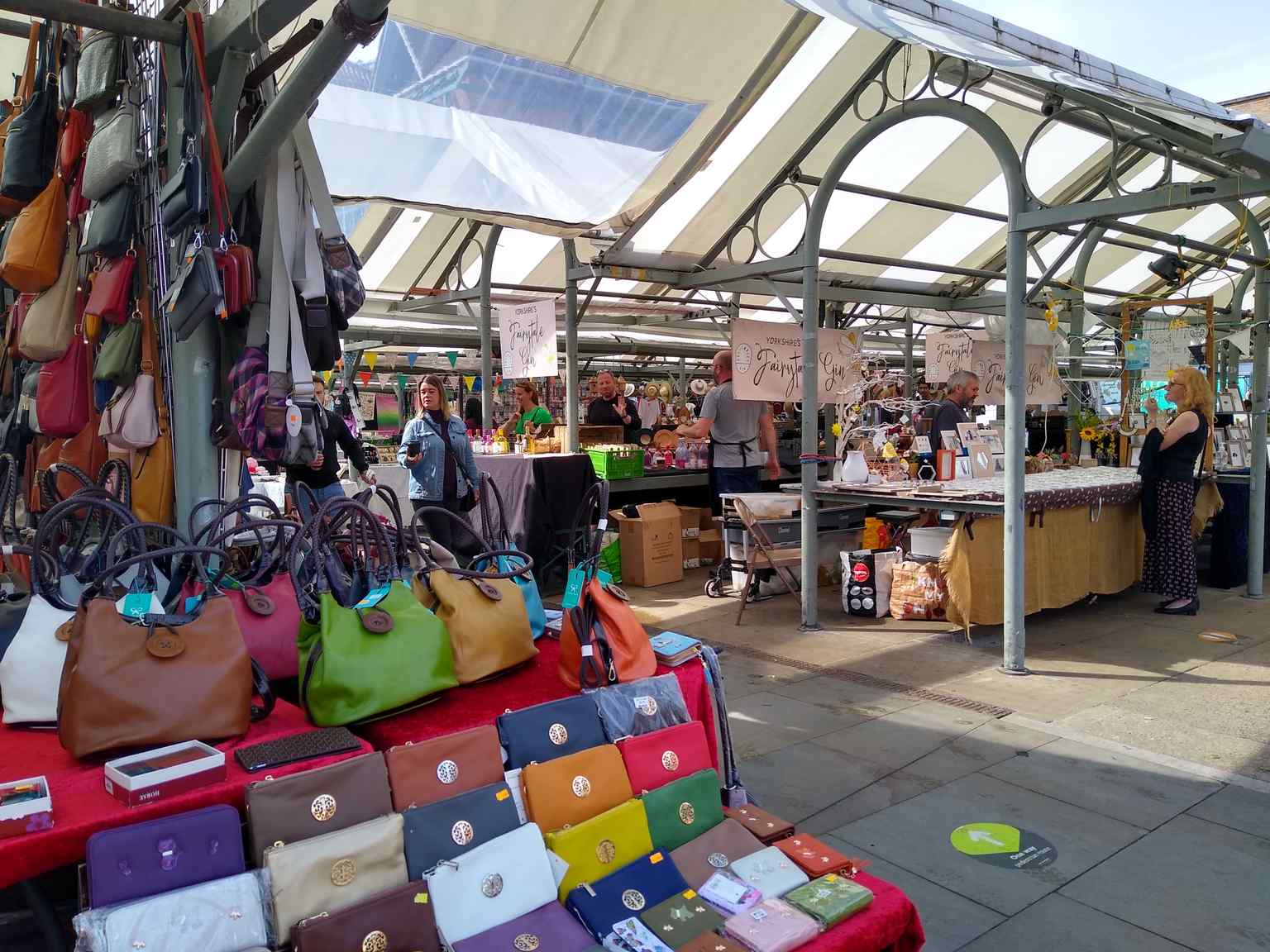The bustling stalls and lively atmosphere of Shambles Market in 2021.