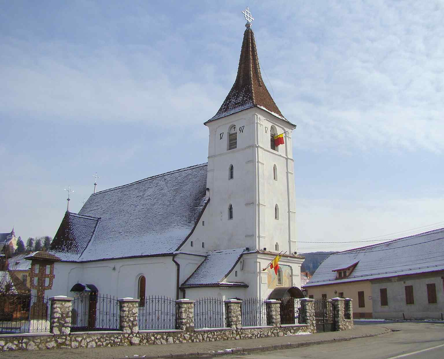 A clear frontal view of the Entry of the Theotokos into the Temple Church, also known as the "Lower Cathedral," which was officially consecrated in 1822 by Bishop Vasile Moga.
