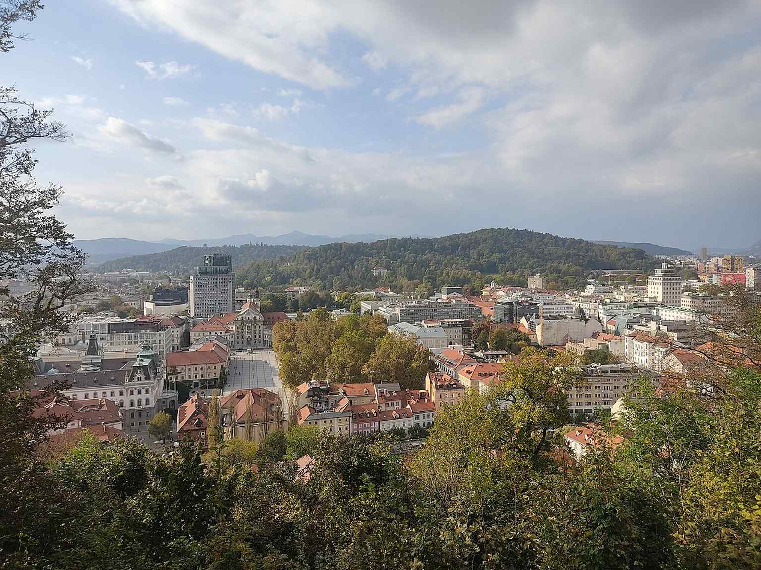 A panoramic view of Congress Square, which, along with Park Zvezda, was inscribed on the UNESCO World Cultural Heritage list in 2021 as part of Jože Plečnik's urban designs.