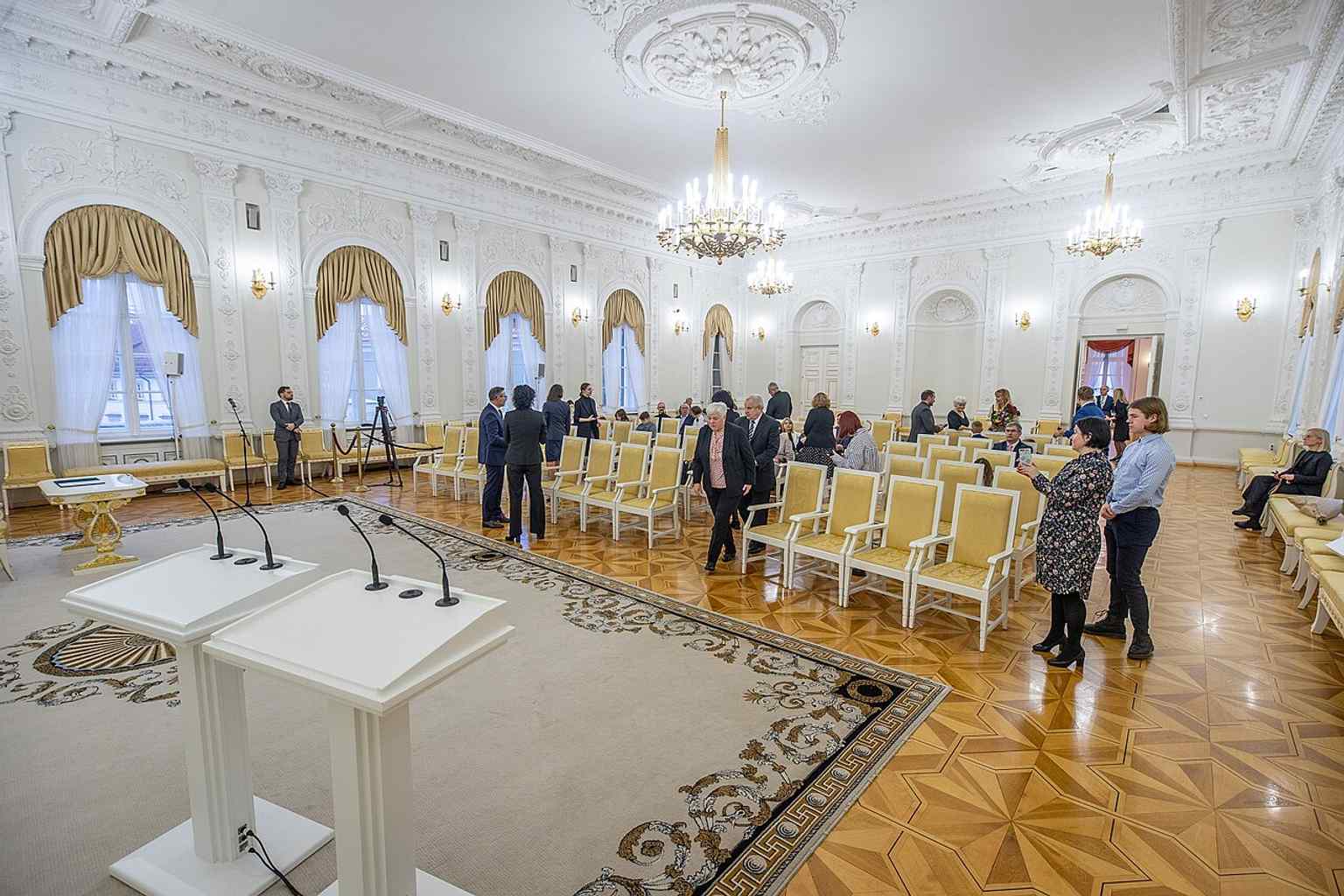 The White Hall is one of the palace’s ceremonial interiors, echoing its long role in receptions, negotiations, and official state events.
