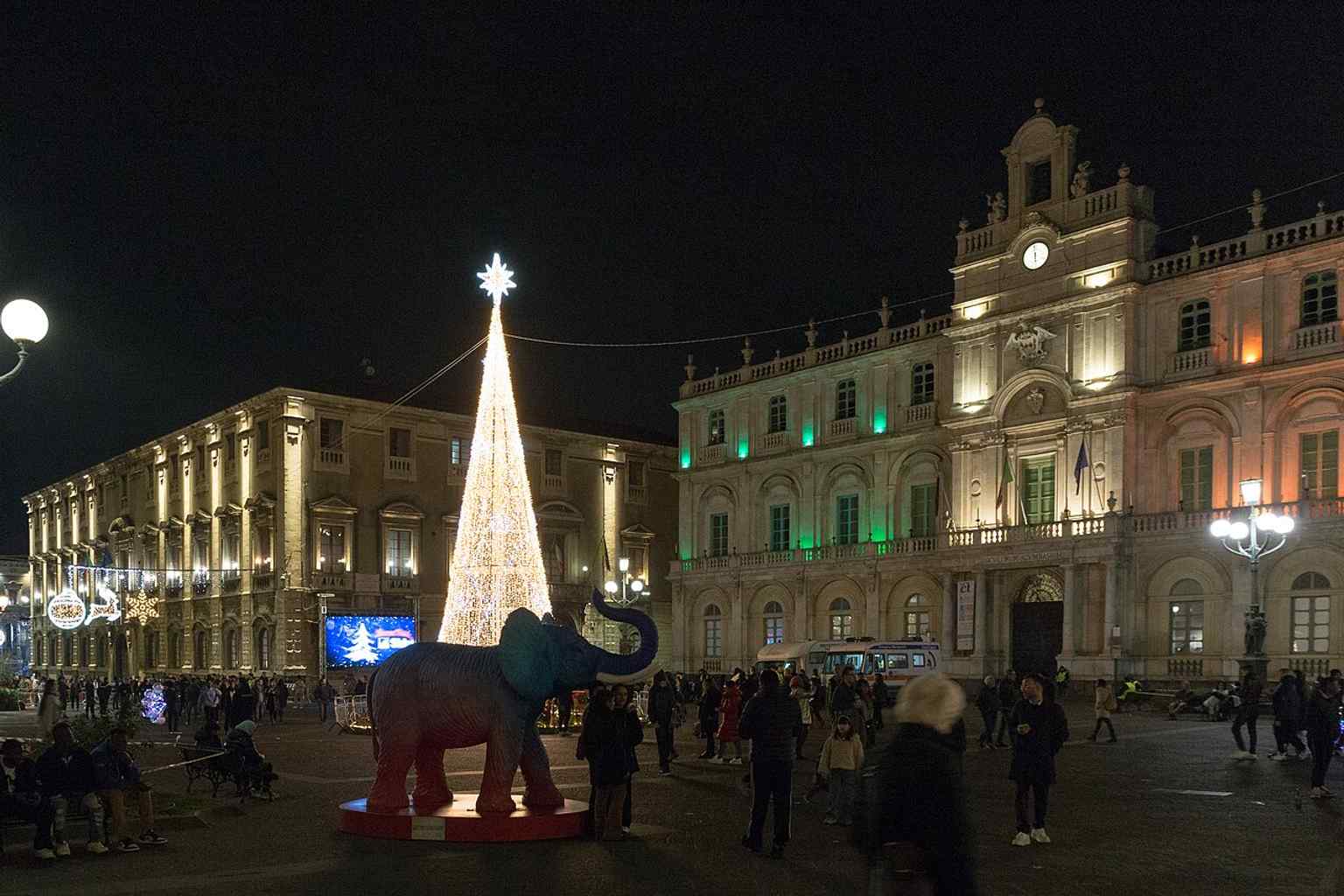 Elephant Palace beside the University building — a useful comparison of Catania’s civic and academic baroque landmarks.