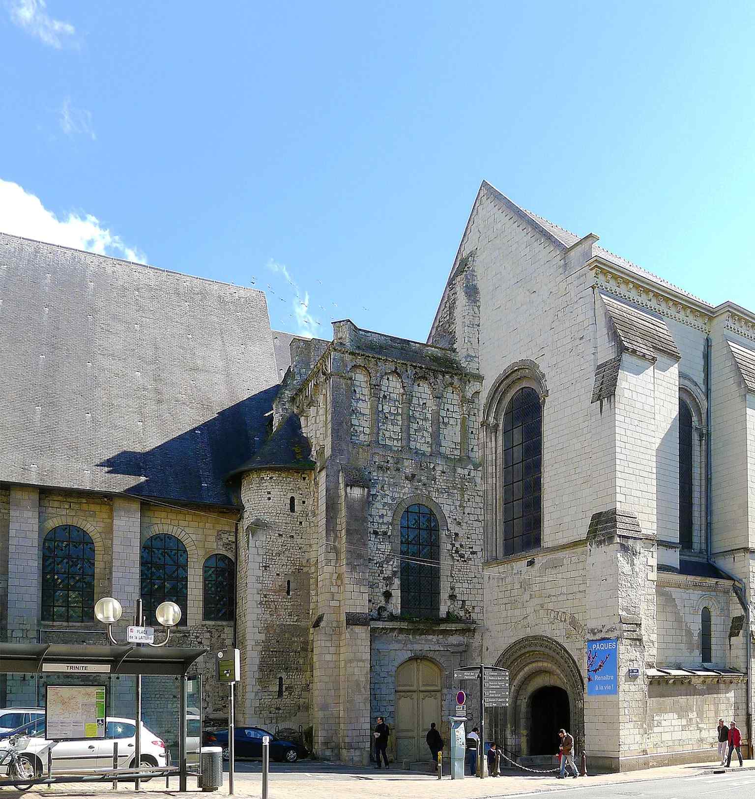 This photo illustrates the unique 'enmeshment' of the Church of the Trinity with the neighboring Abbaye du Ronceray, built to separate parishioners from the noble girls of the abbey.