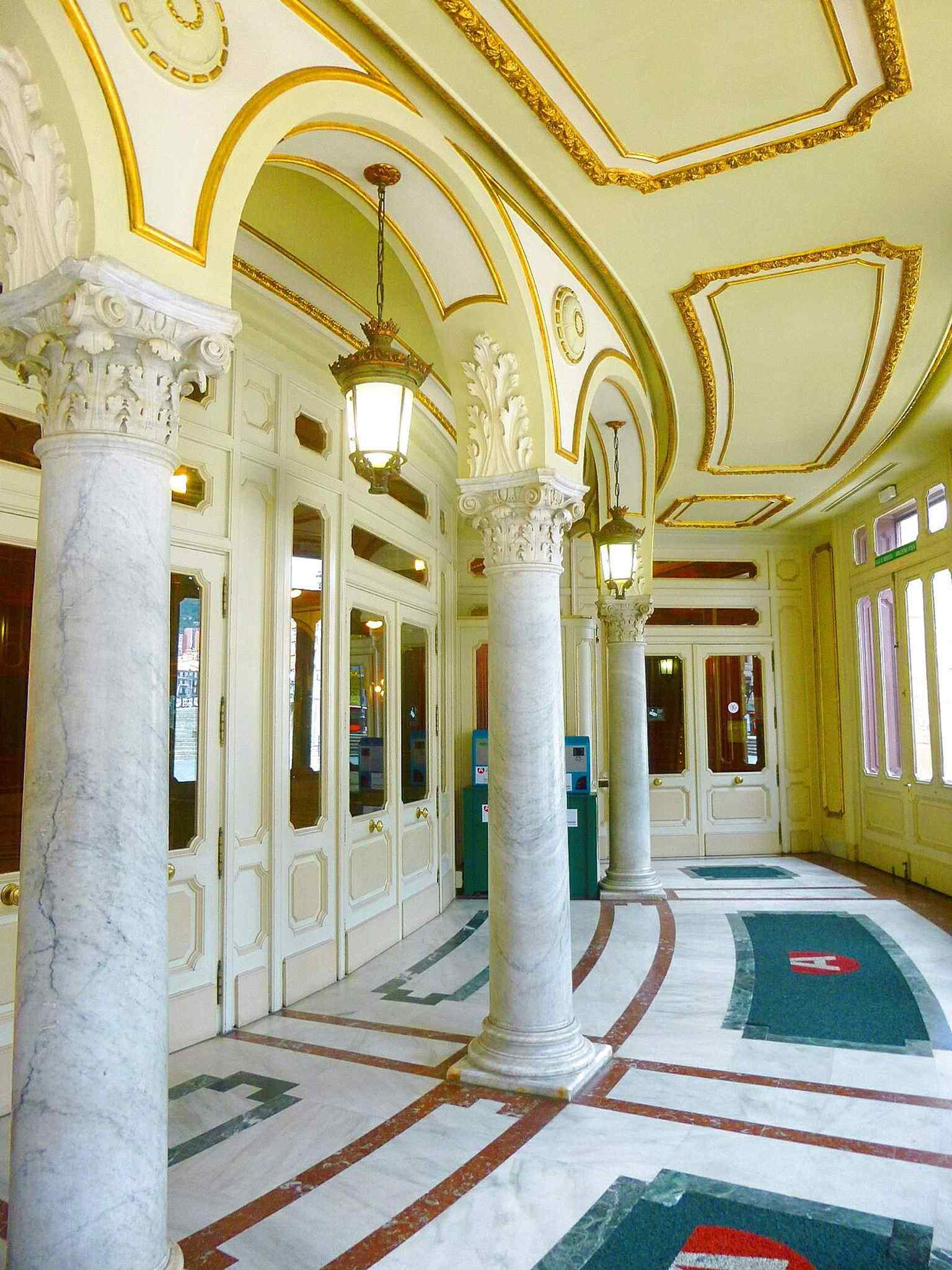 An interior view of the Arriaga, useful for the story of its restoration and for showing the elegant public spaces inside the theatre.
