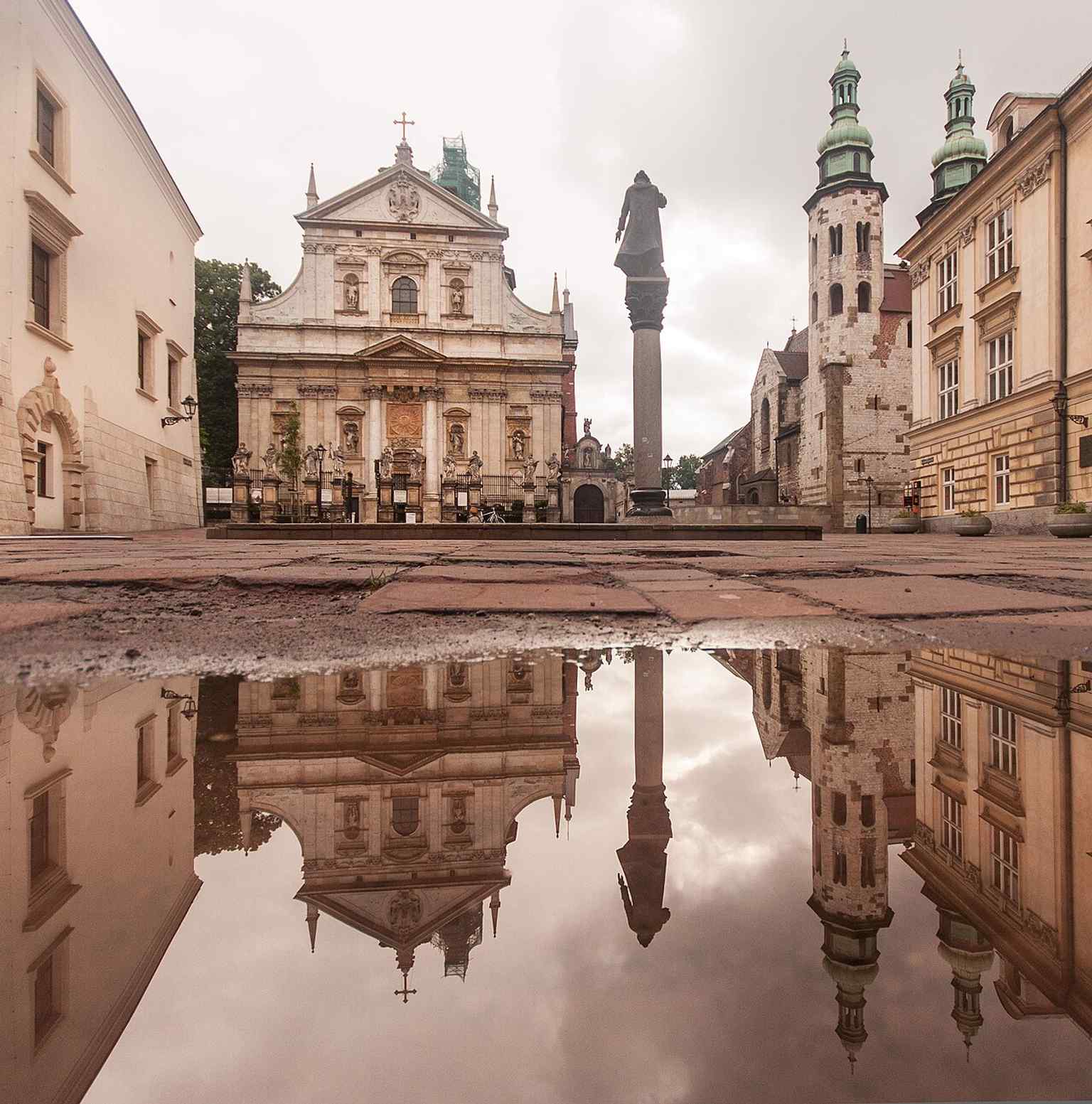 Another façade view that likely captures more of the church’s sculptural decoration and the two-tier Baroque frontage.