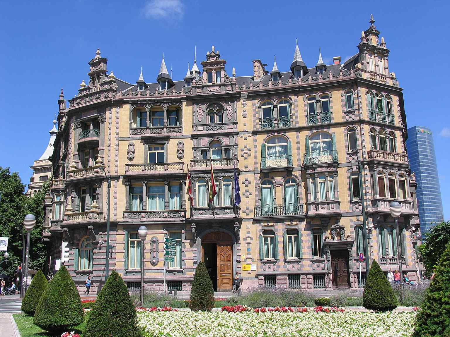 The Chavarri Palace near Moyúa, part of the historic architectural backdrop that makes the square feel like Bilbao’s civic center.