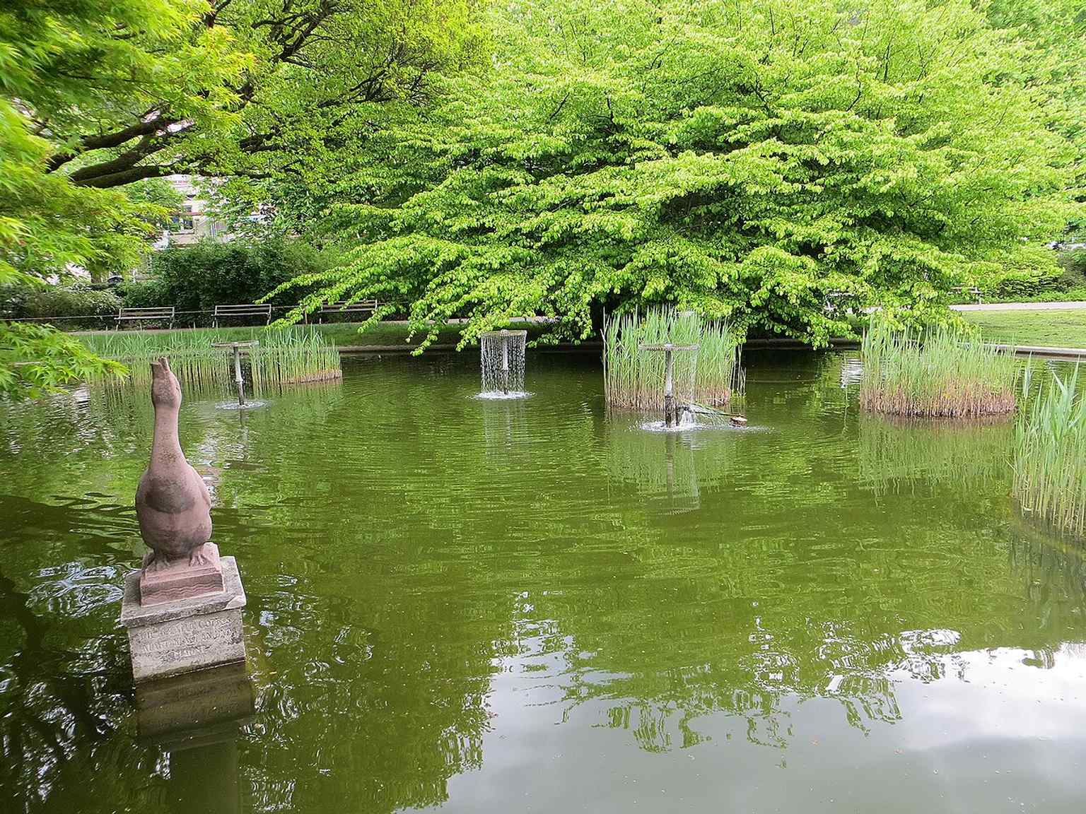 A modern view of Freiburg’s Stadtgarten, the park created after the 1887 exhibition and still used today for concerts and open-air events.