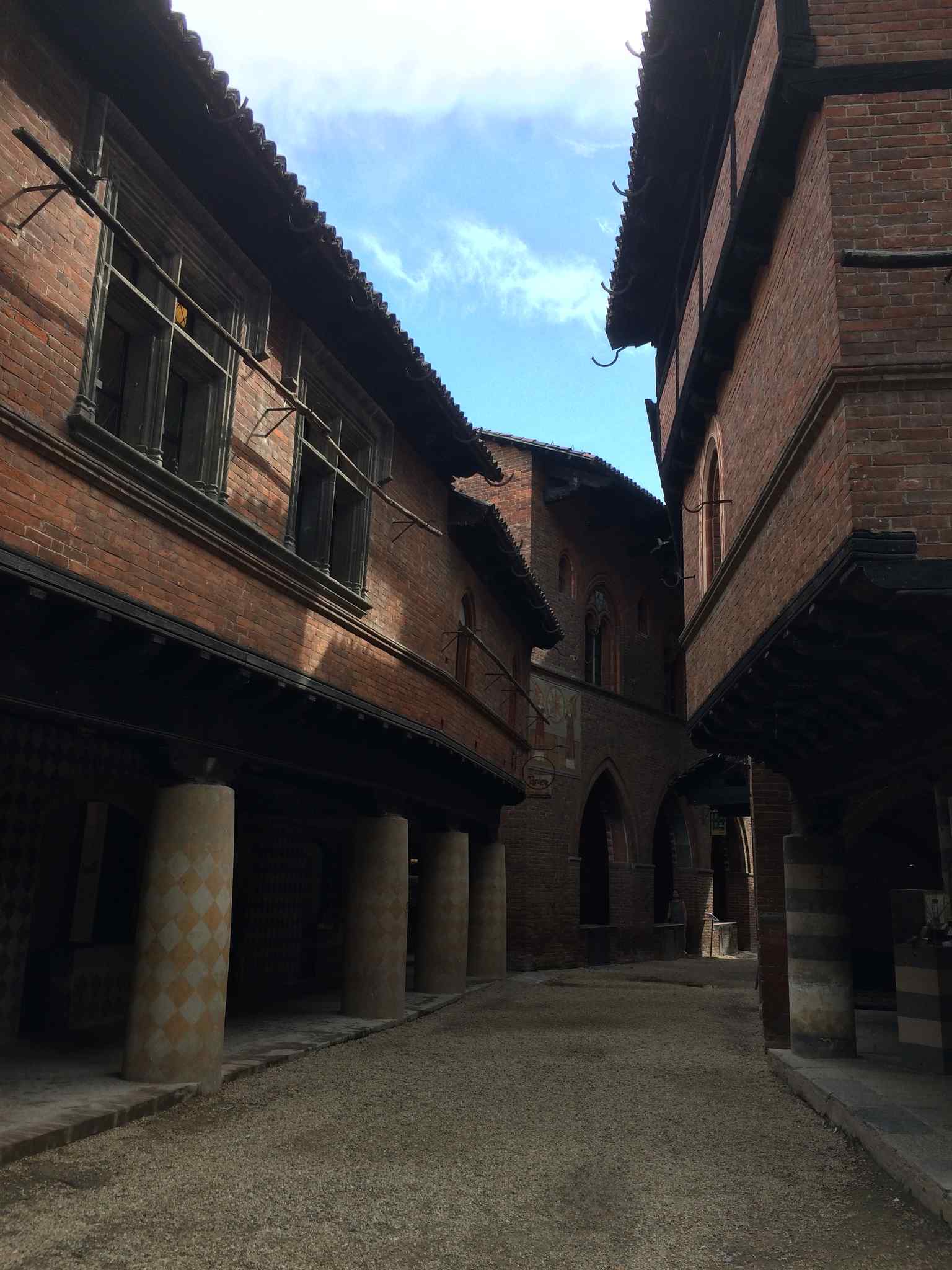 The beautiful interior houses and courtyards of the village, pictured in 2017, which were mercifully saved from demolition.