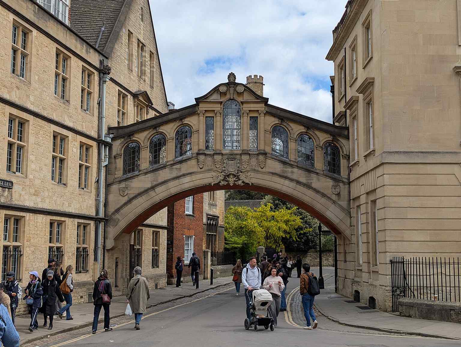 A recent high-resolution view of the Bridge of Sighs, showing its Grade II listed exterior in crisp detail.