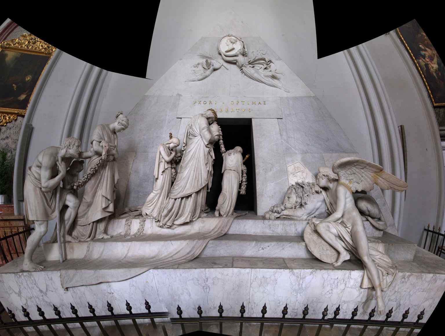 Antonio Canova's monumental cenotaph for Archduchess Marie Christine, a renowned masterpiece of Neoclassical funerary art completed in 1805.