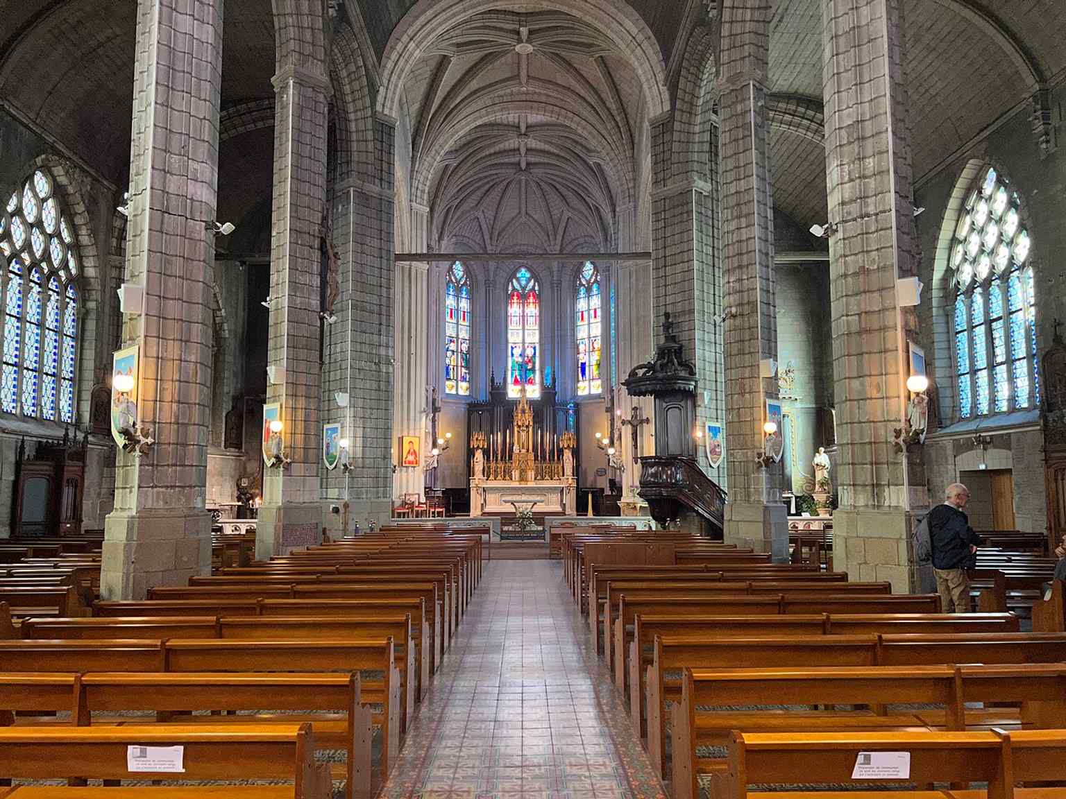 A contemporary interior view that captures the active devotional atmosphere of the church today.