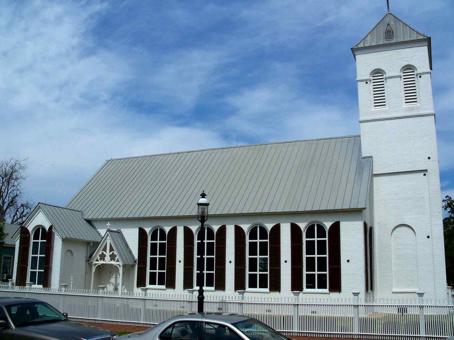 Exterior view of the stately Old Christ Church in Pensacola, standing strong since 1832 (2008).