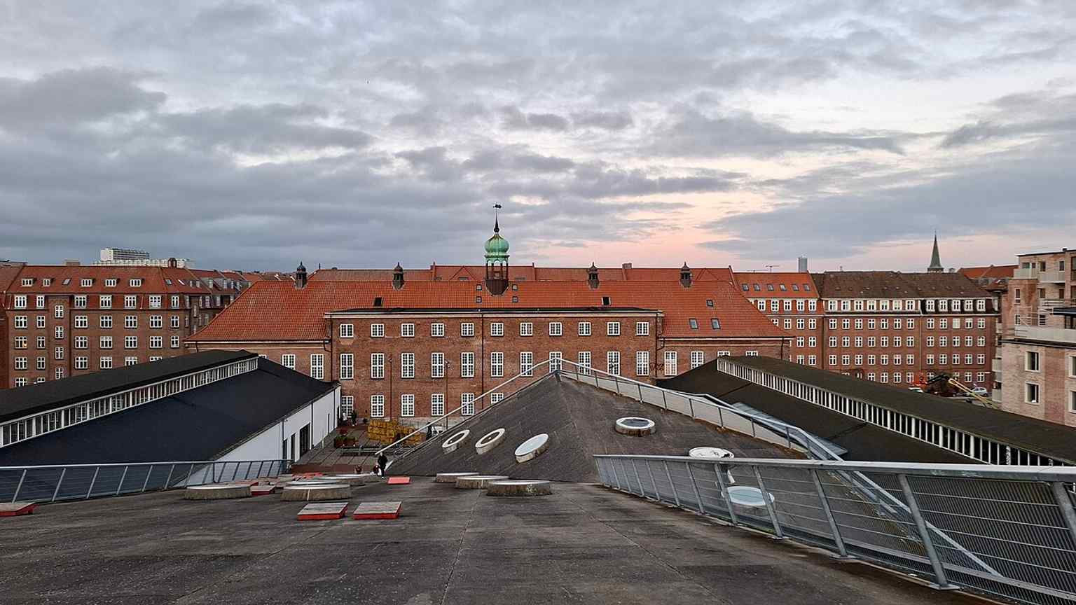 The rooftop walkway above Godsbanen, where visitors can explore the renovated site and look out over the old freight-railway complex.