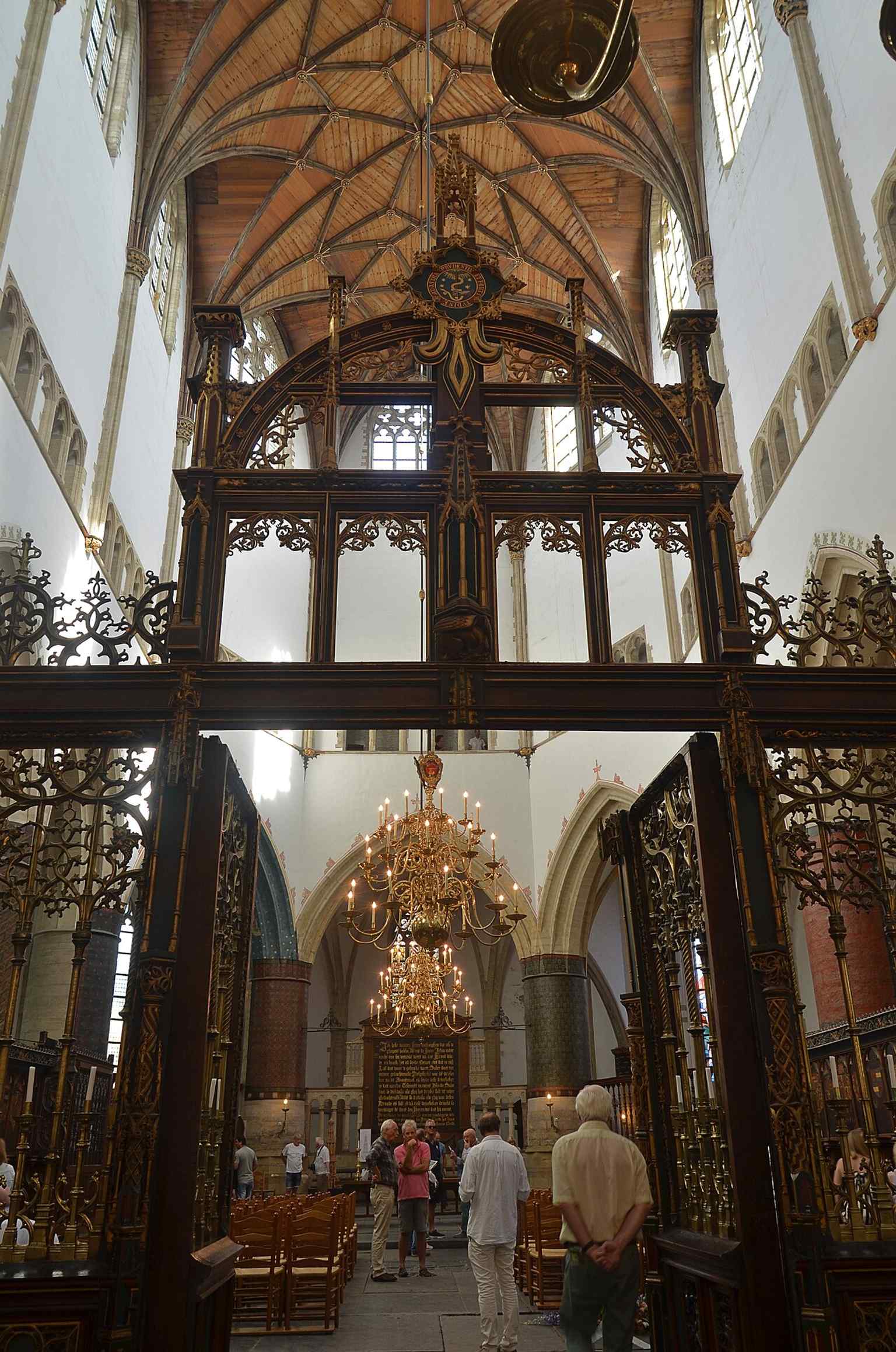 A view through the choir screen toward the famous Christiaan Müller organ, the church’s most celebrated instrument.