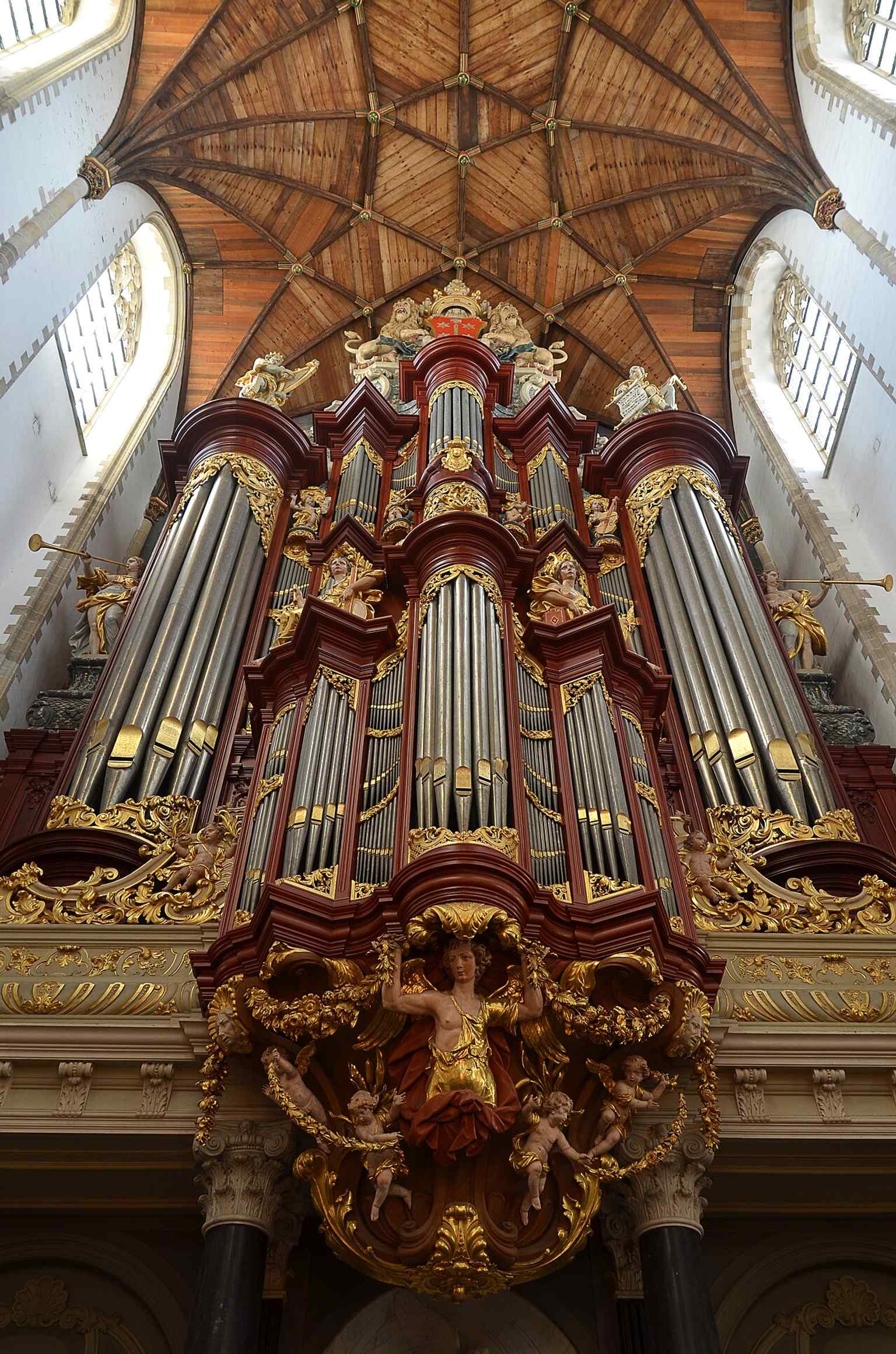 The Müller organ in all its grandeur — once the largest organ in the world and still a concert attraction.
