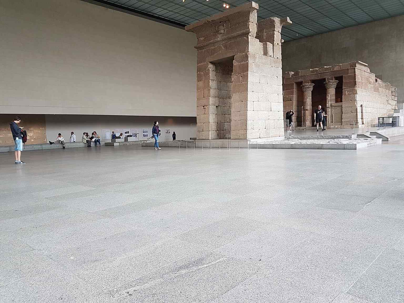 A doorway view into the Egyptian temple gallery, useful for showing the wing’s architecture and circulation around Gallery 131.