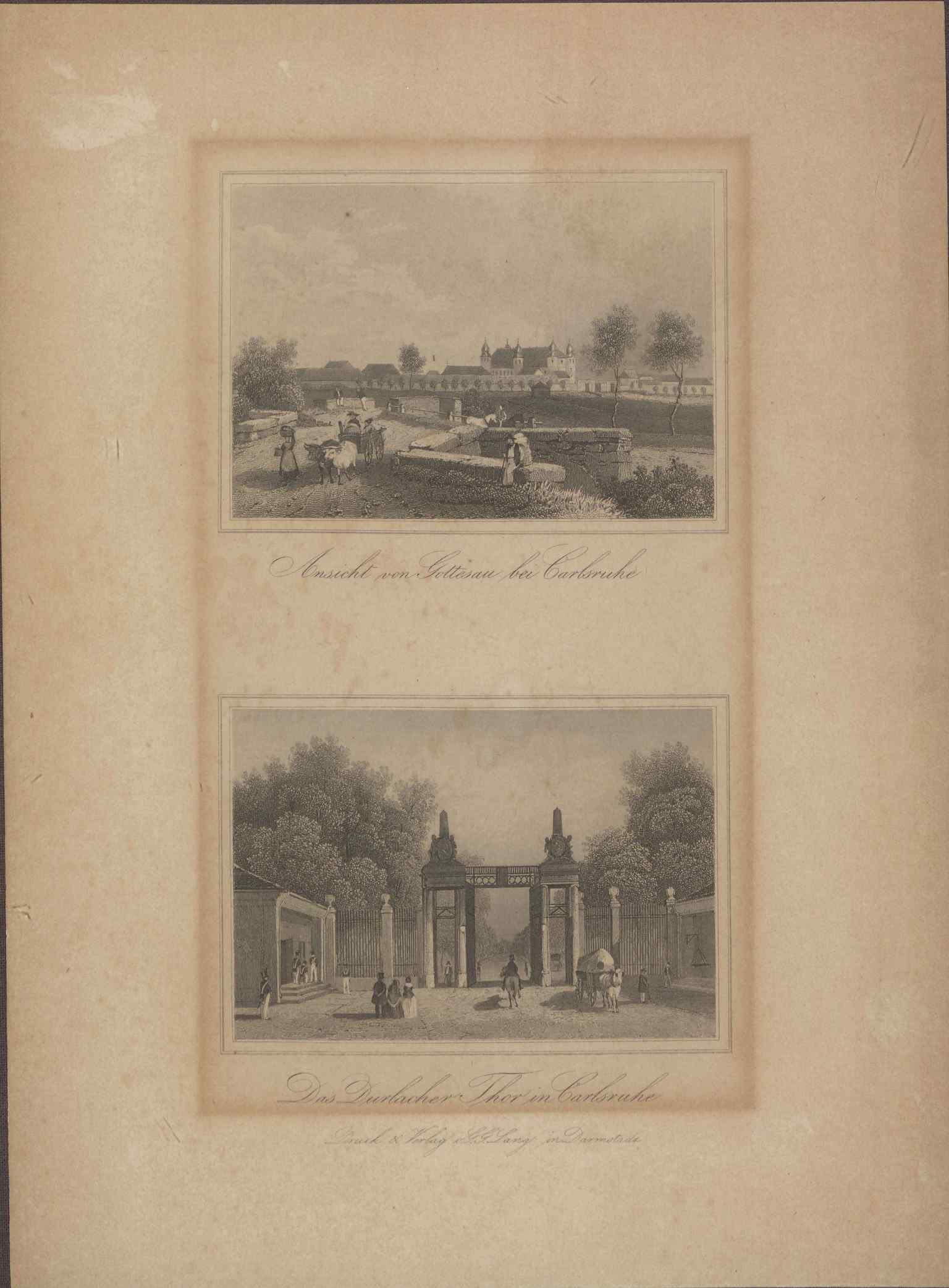 This 1840 drawing depicts Schloss Gottesaue during its period as a military barracks, a phase that began in 1818 after its use as a granary.