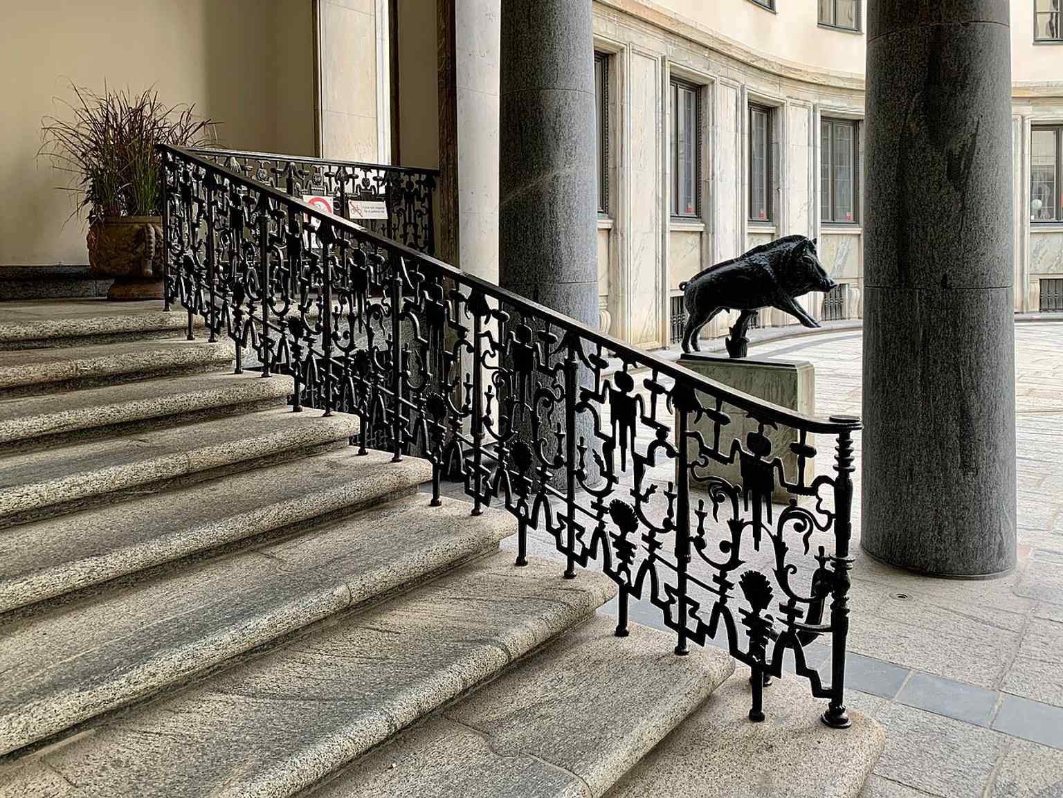 An example of the palace's elaborate interior design is this wrought-iron stair railing, part of the many bespoke elements created by Sweden's foremost artisans.