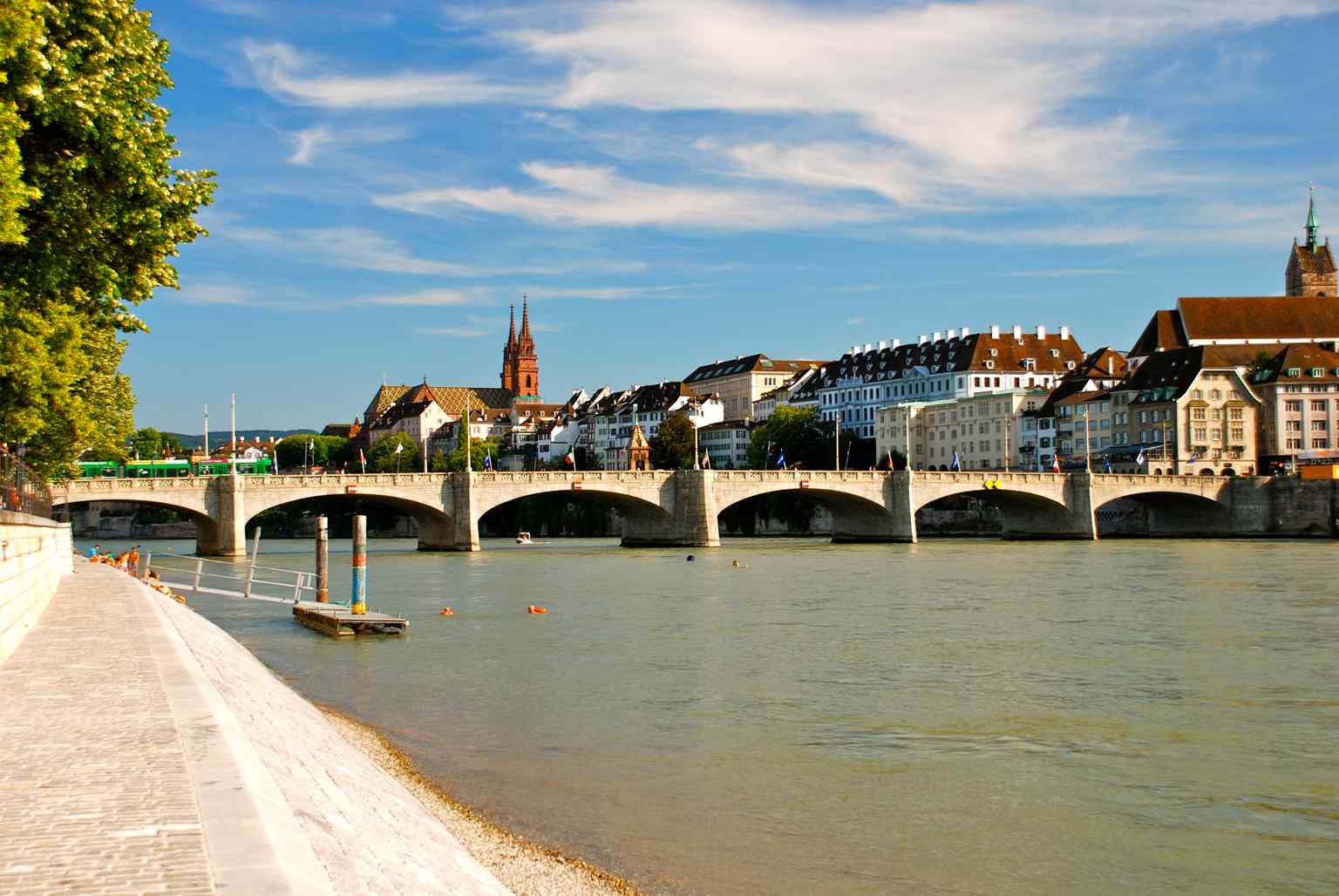 A sweeping view of the Middle Bridge, the oldest Rhine crossing in Basel. (2011)