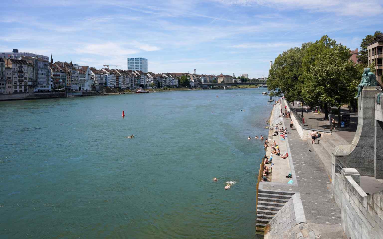 The rushing waters of the Rhine river, whose tricky currents continue to present a challenging navigation task for modern cargo ships. (2023)