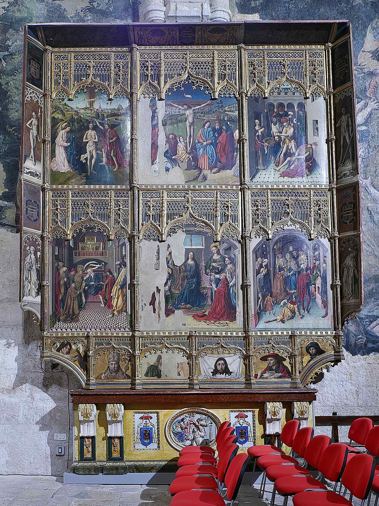 Fernando Gallego’s altarpiece of Saint Ildefonso, a major Gothic-Flemish work tied to the cathedral’s east-end chapels.