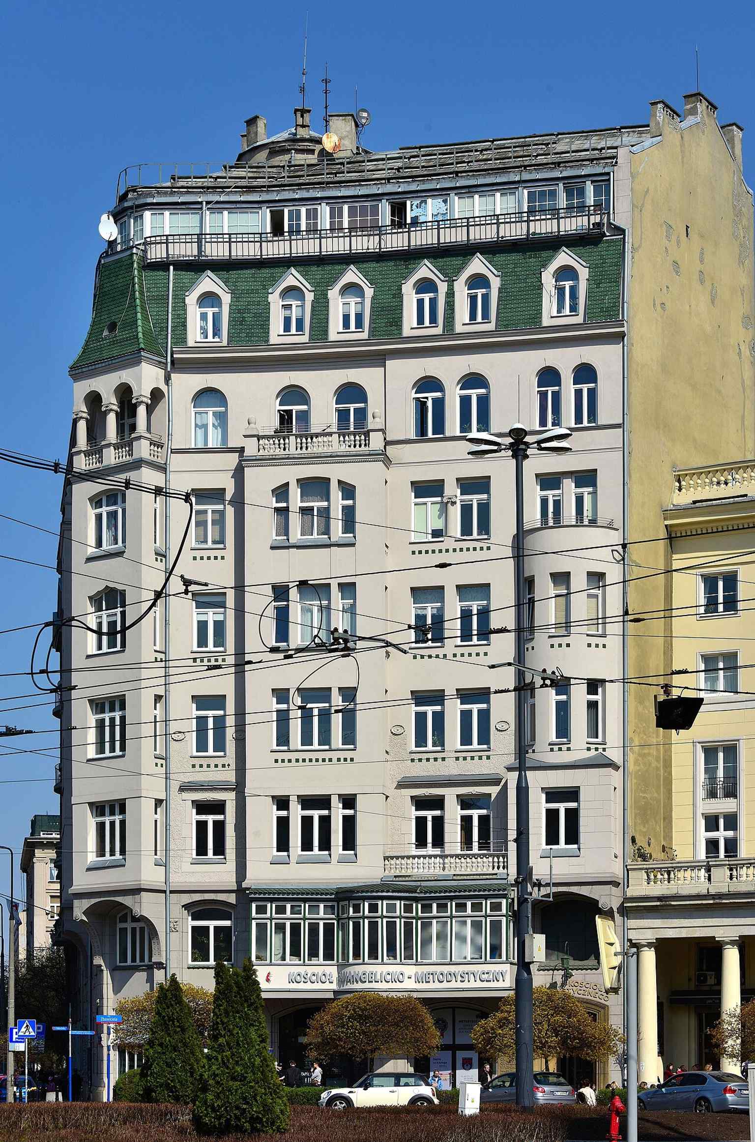 Kamienica at Mokotowska 12, once the tallest residential building in Warsaw, later became a center of the Methodist community.