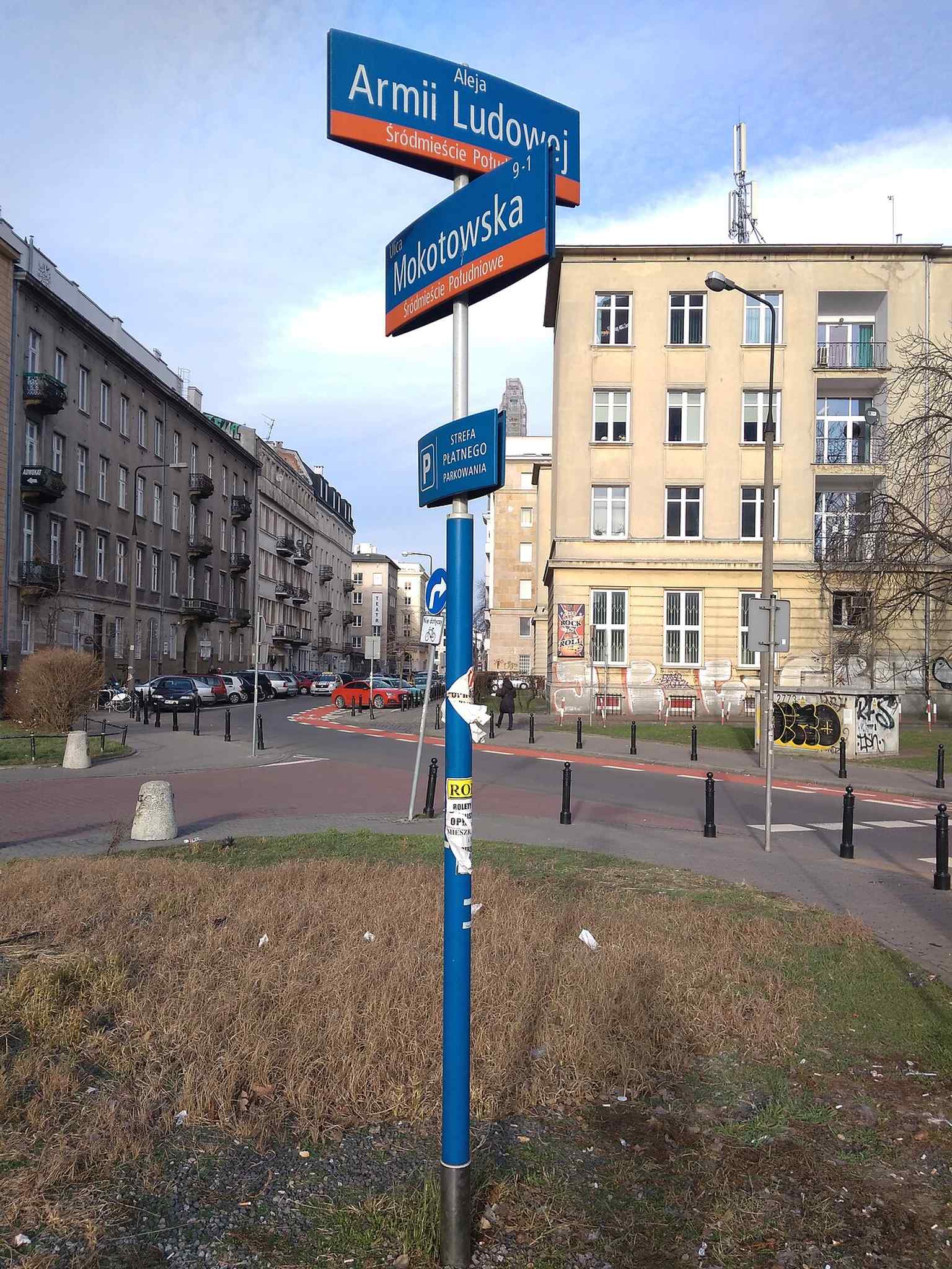 Old street-name plaques at Mokotowska and Armii Ludowej, a small but telling trace of Warsaw’s changing urban history.