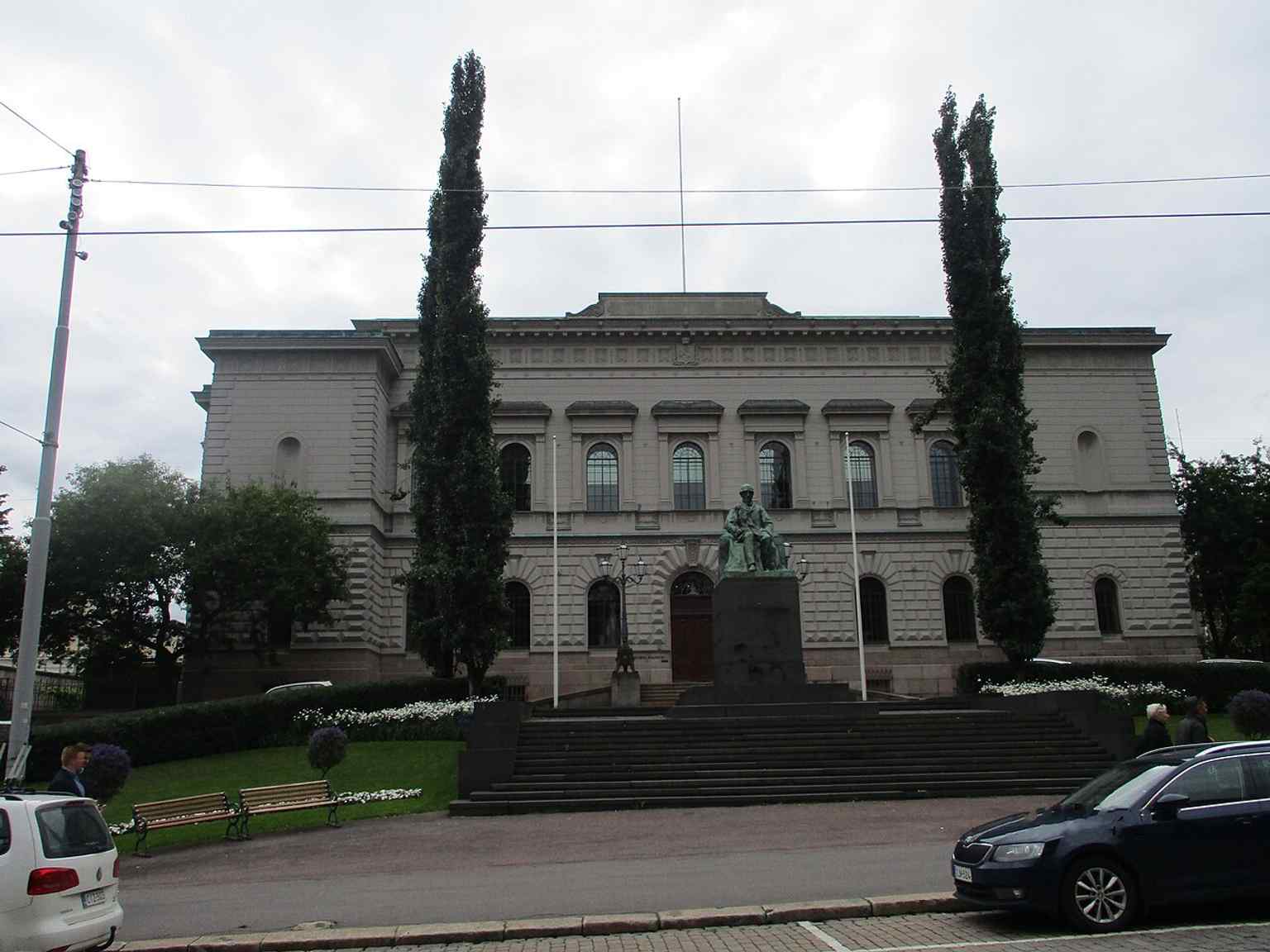 A clear modern view of the headquarters complex, showing the institution’s continued presence in central Helsinki.