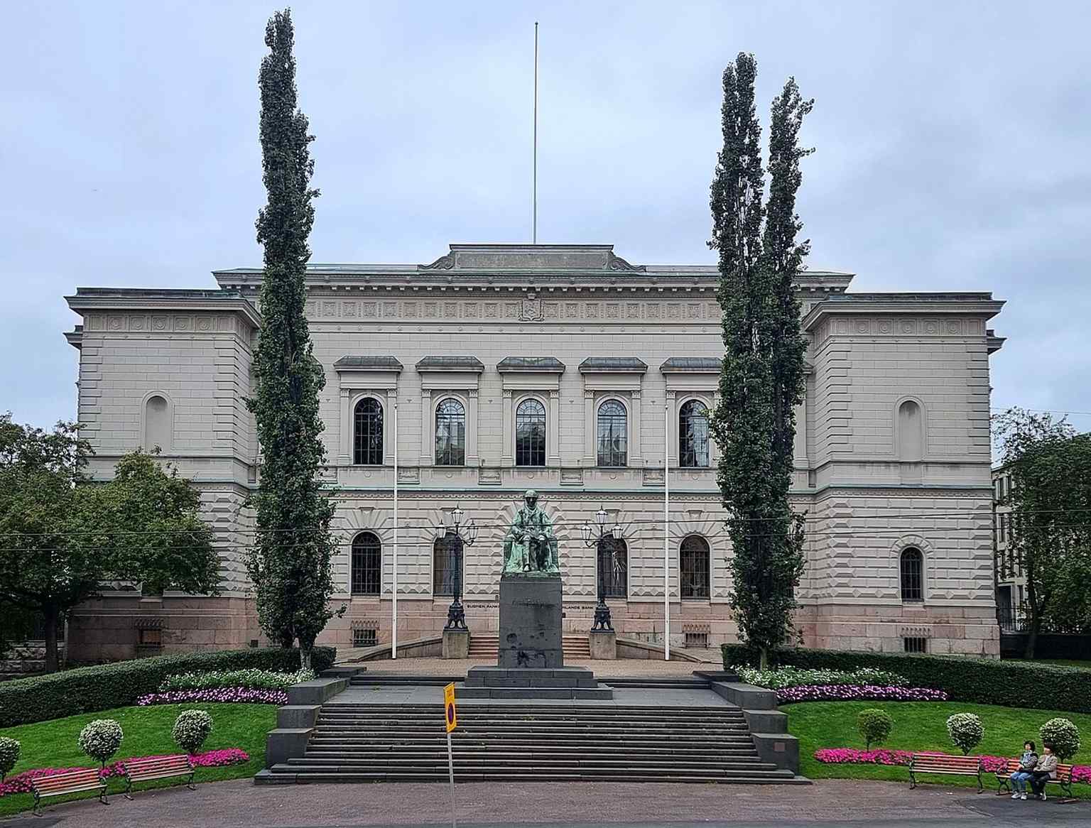 A recent rephotograph of the bank building, useful for showing the landmark as it appears today after generations of use.