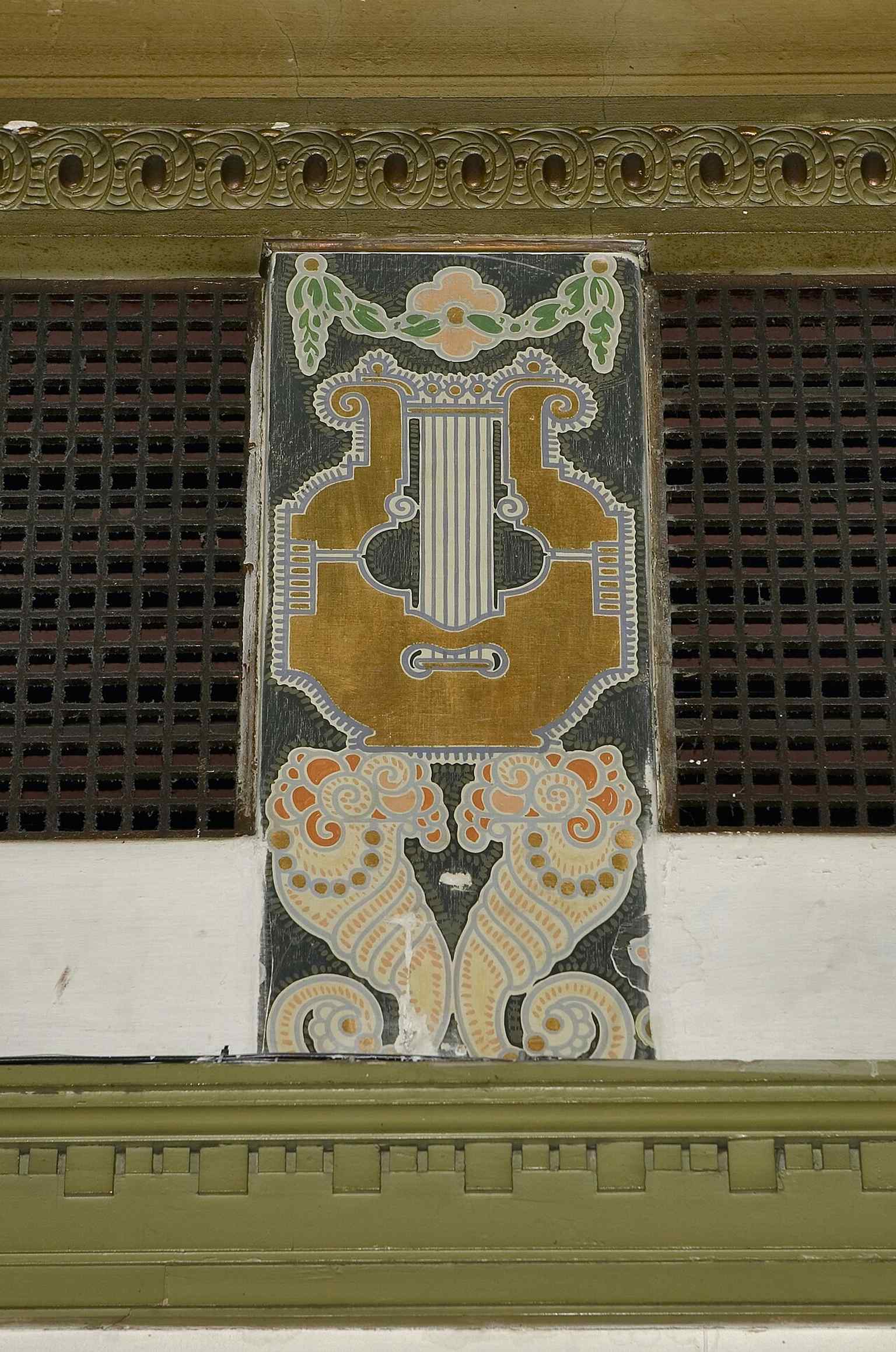 Painted decoration in the foyer links the current music venue to its ornate cinema past.