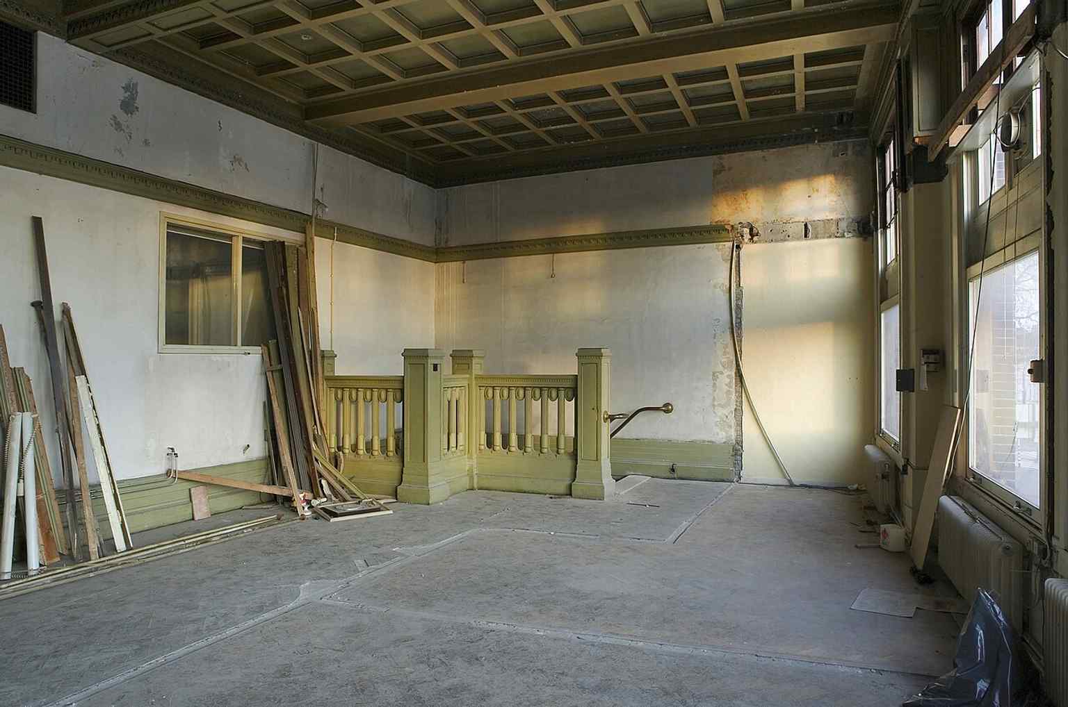 A broader foyer view that helps show how the former film theater still retains a grand public space.