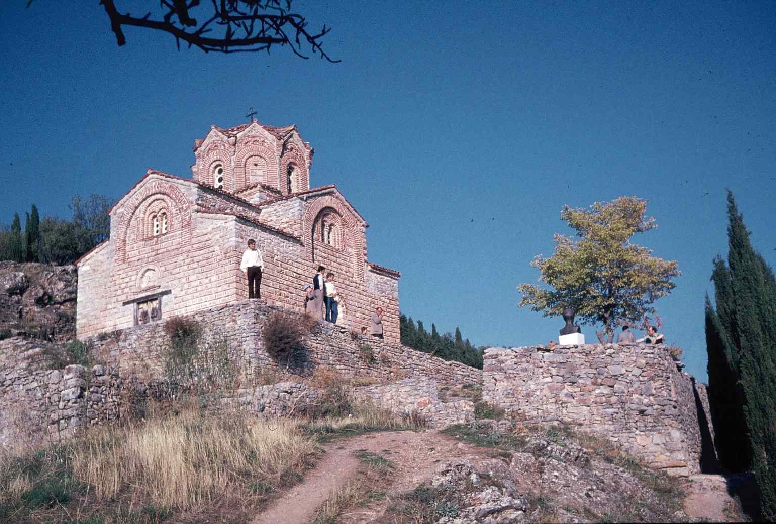 This photograph from 1977 offers a rare historical glimpse of St. John Kaneo, hinting at the long period of abandonment between the 17th and 19th centuries before modern restorations.