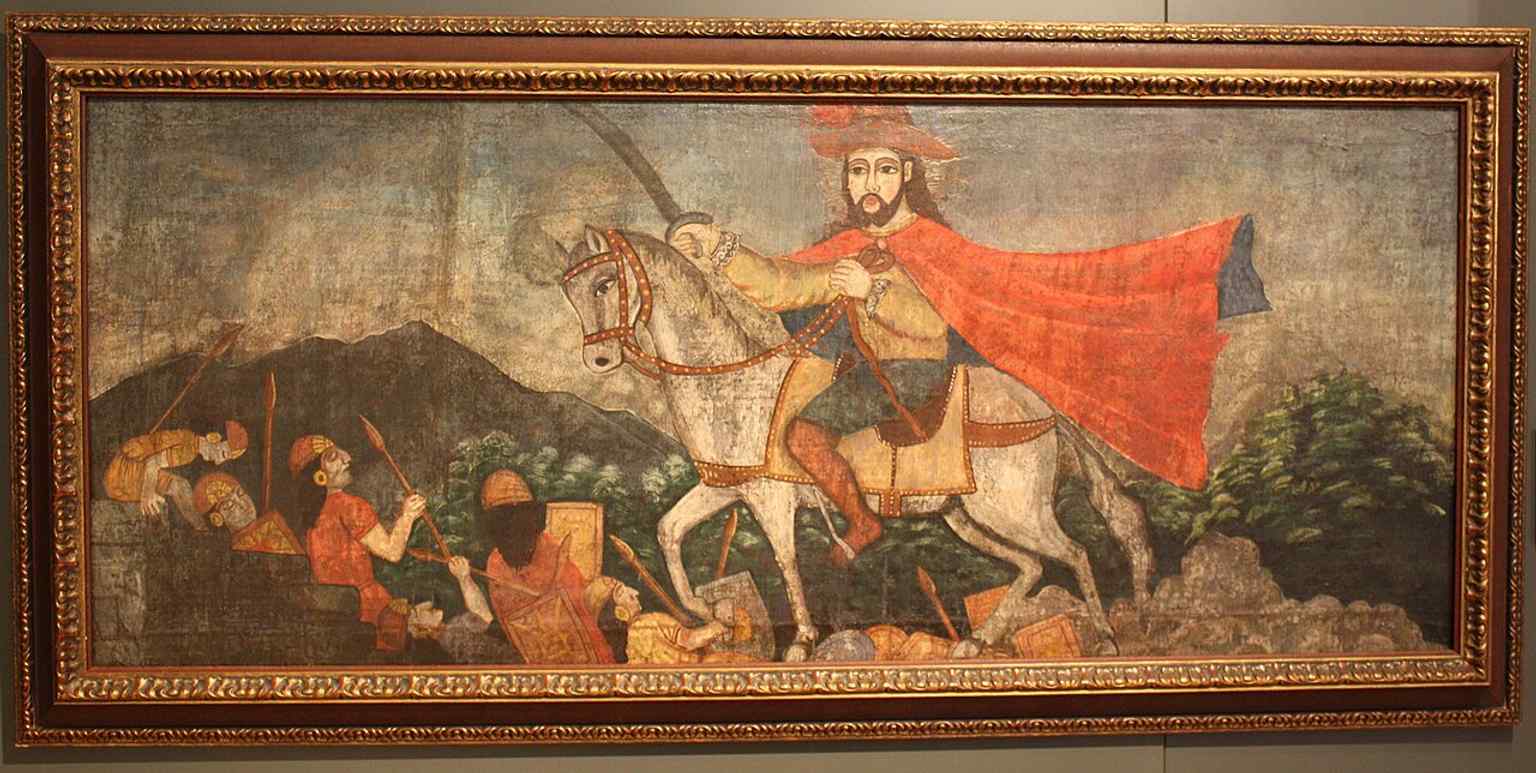 This 19th-century Peruvian painting depicts Saint James "Moor-slayer," showcasing the varied iconography of Saint James that forms part of the museum's collection.