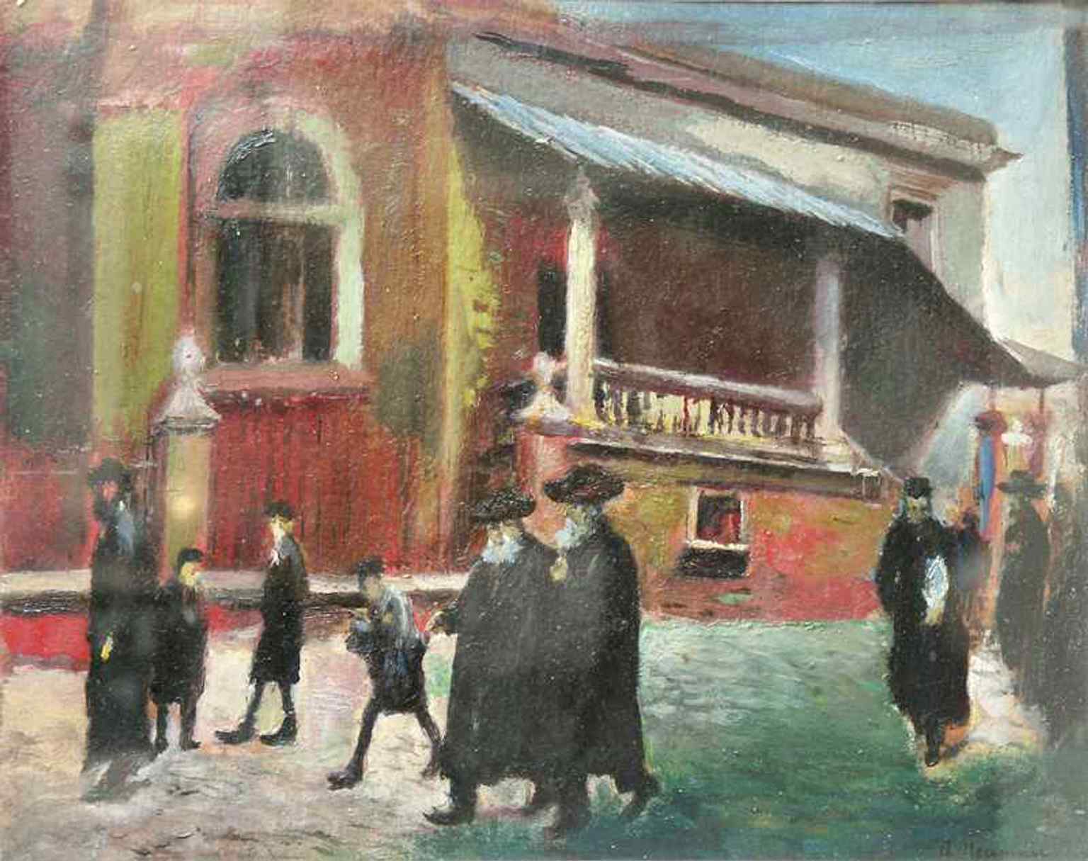 Abraham Neumann’s 1939 painting of the Old Synagogue, created on the eve of the wartime destruction that would devastate the building.
