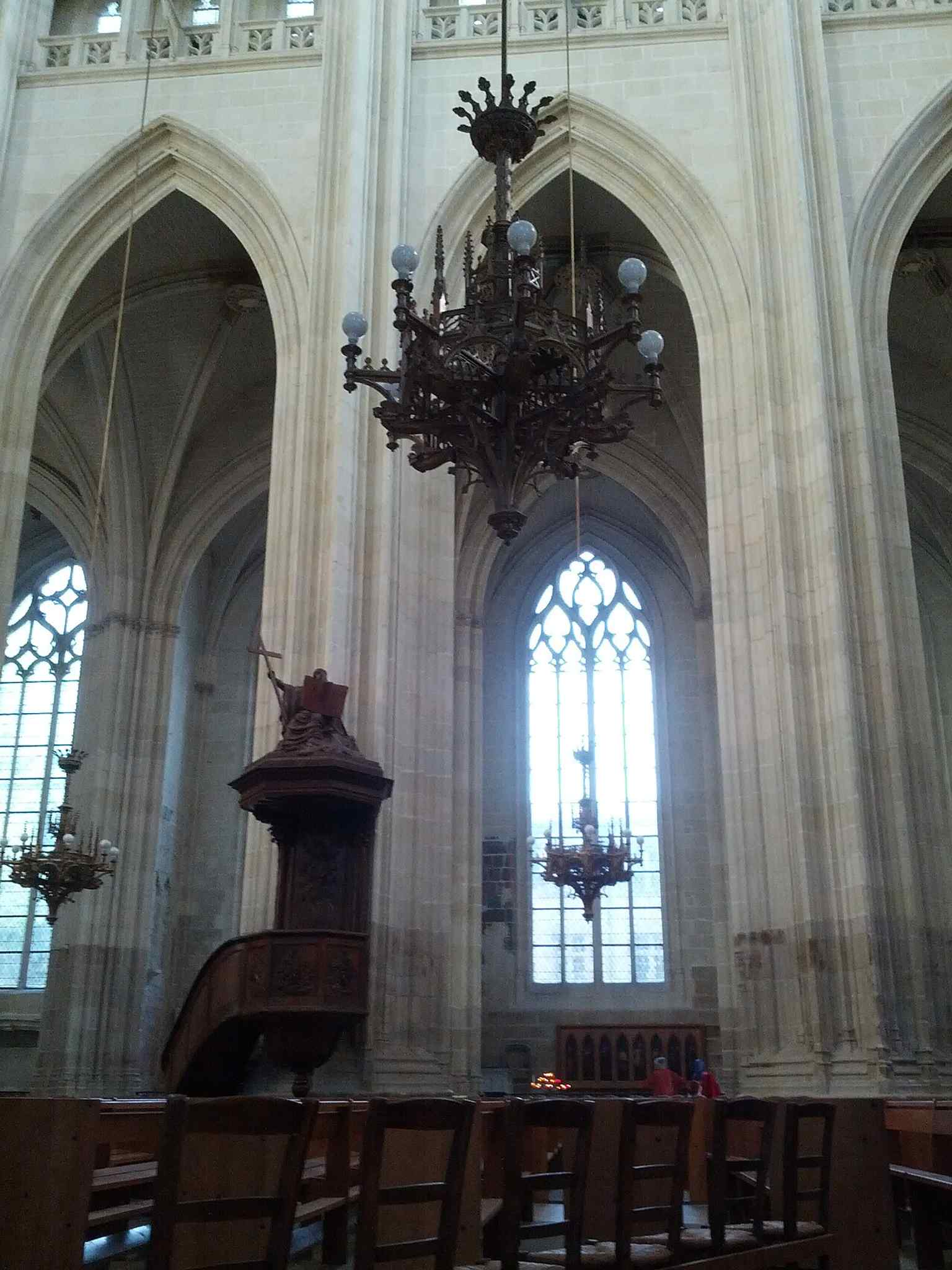The cathedral pulpit inside, a useful match for the building’s unusual tradition of preaching to large crowds gathered outside on the square.