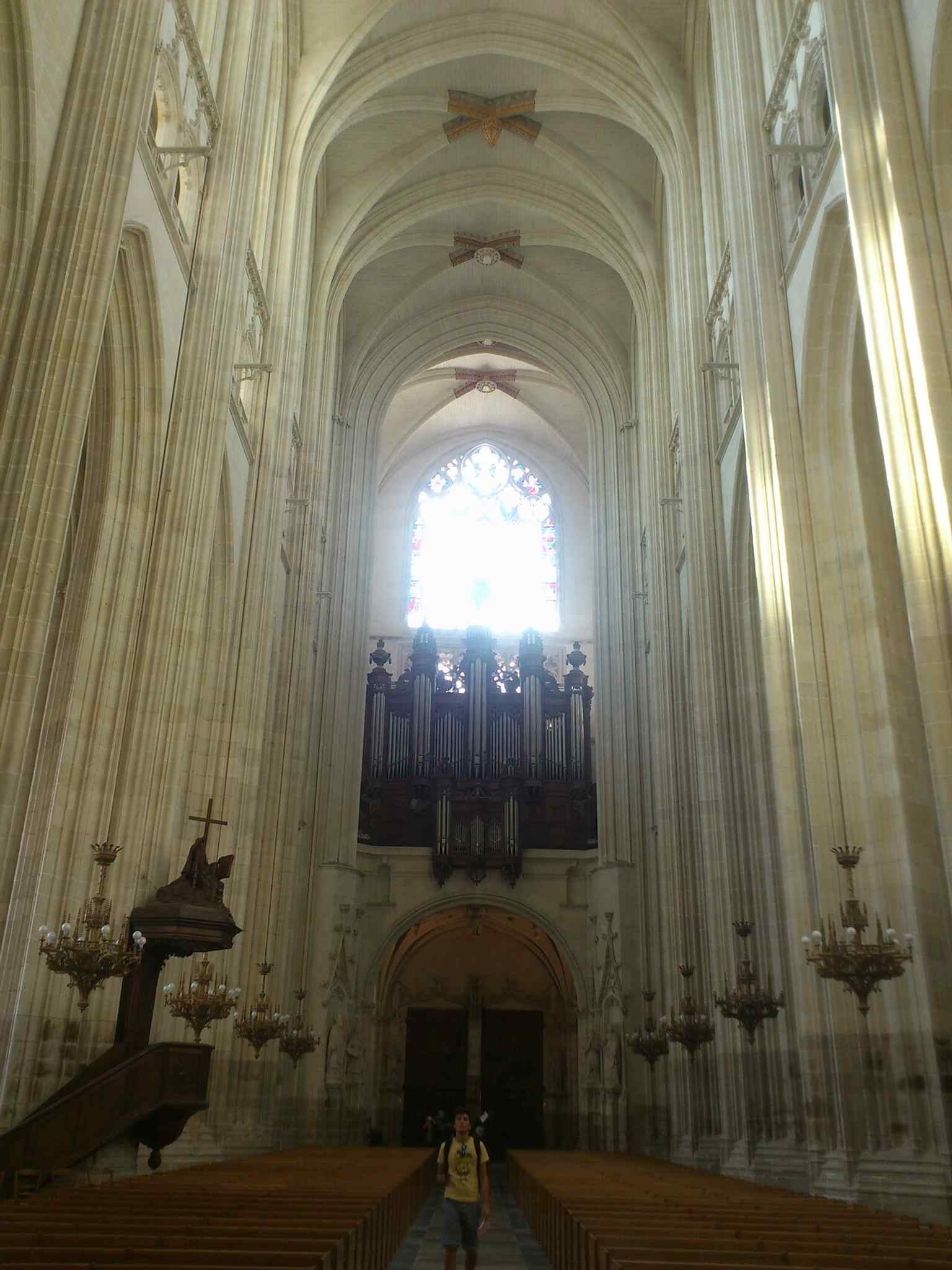 The great organ, originally built in 1621 and famous as a survivor before its destruction in the 2020 fire.