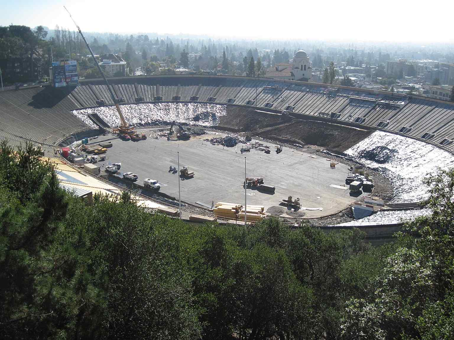 This 2011 construction image shows the long rebuild in progress while Cal played its home season away from Berkeley.
