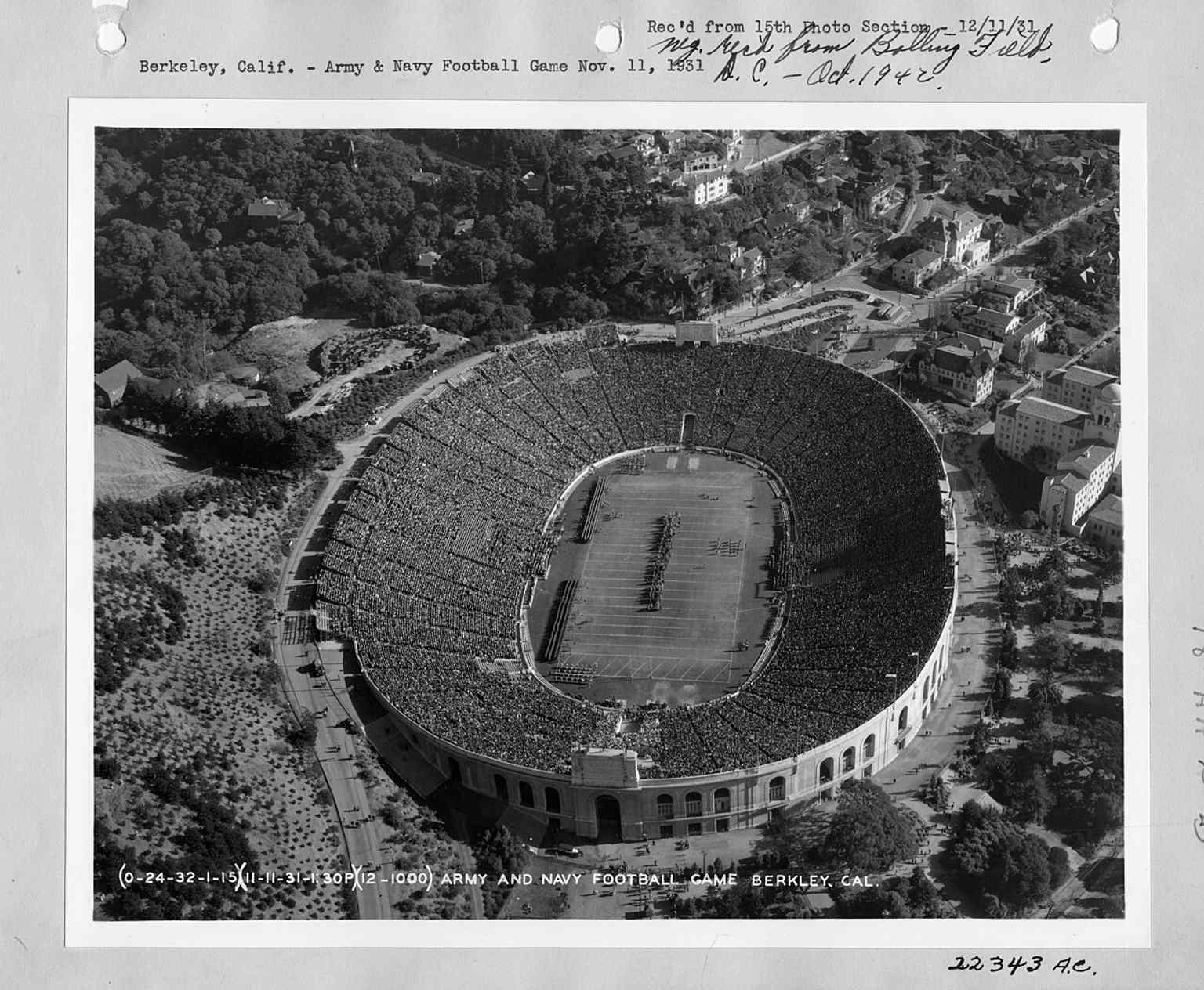 An archival view from 1931 gives a rare historic look at the stadium during its original era, before modern renovations changed the west side.